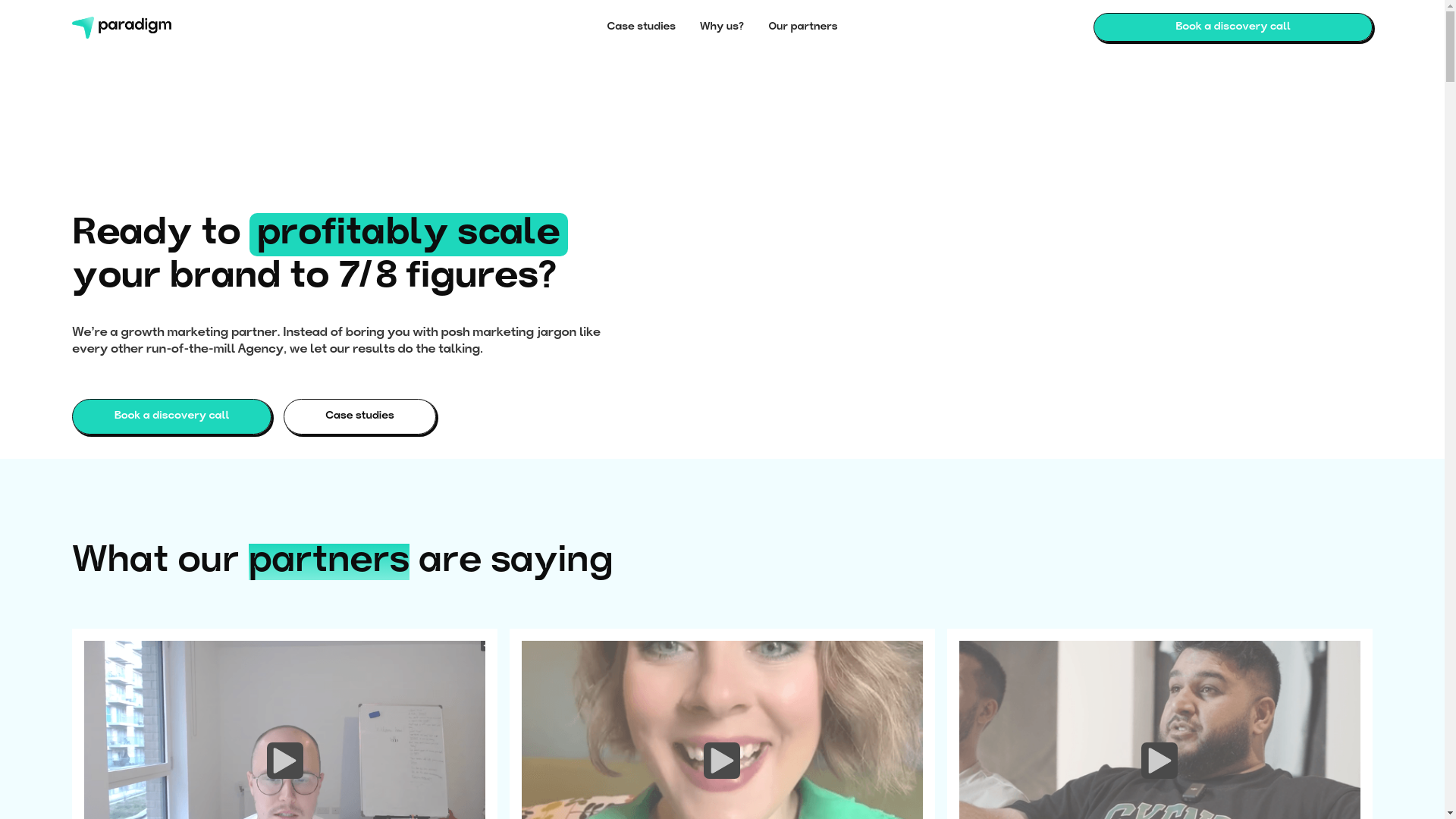 website screenshot of https://paradigmmediarocket.com/