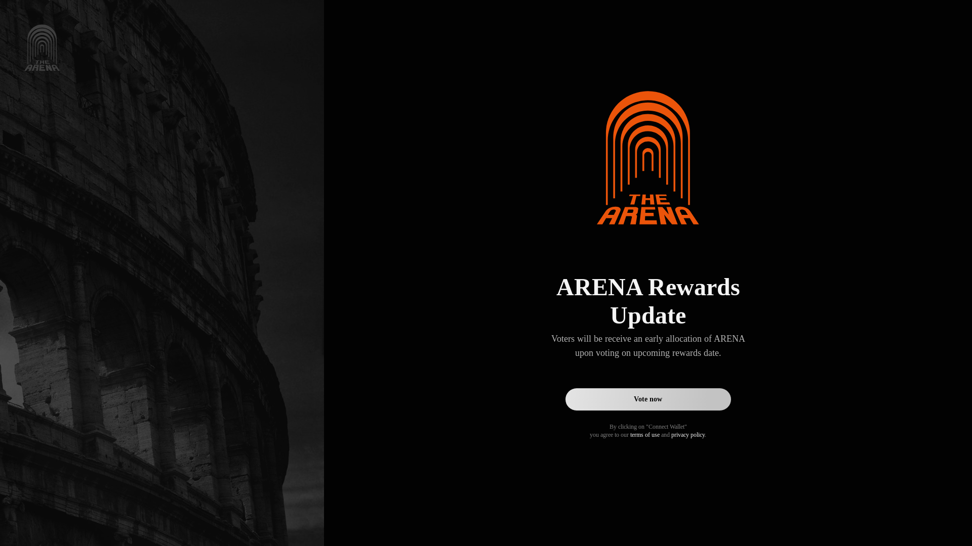 website screenshot of https://arenasocial-vote.com/