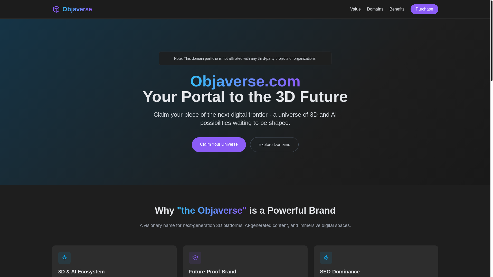 website screenshot of https://objaverse.co/