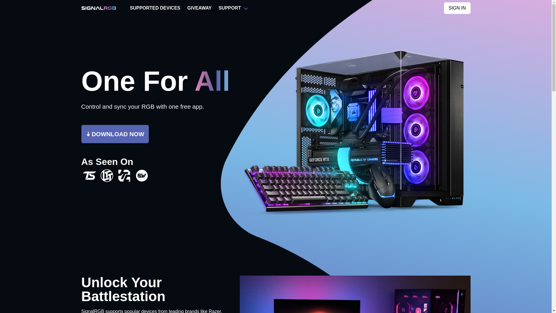 website screenshot of https://signalrgb.com