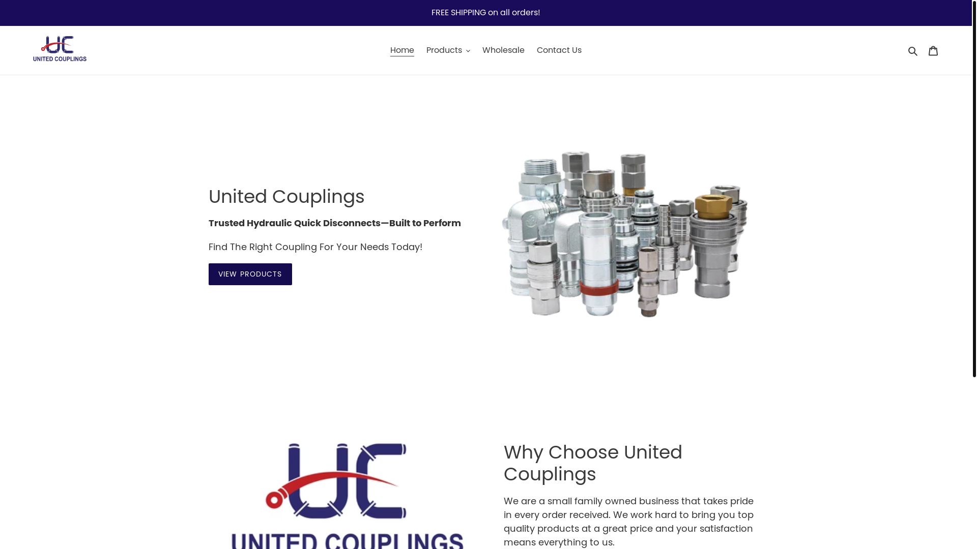 website screenshot of https://unitedhosefitting.com/