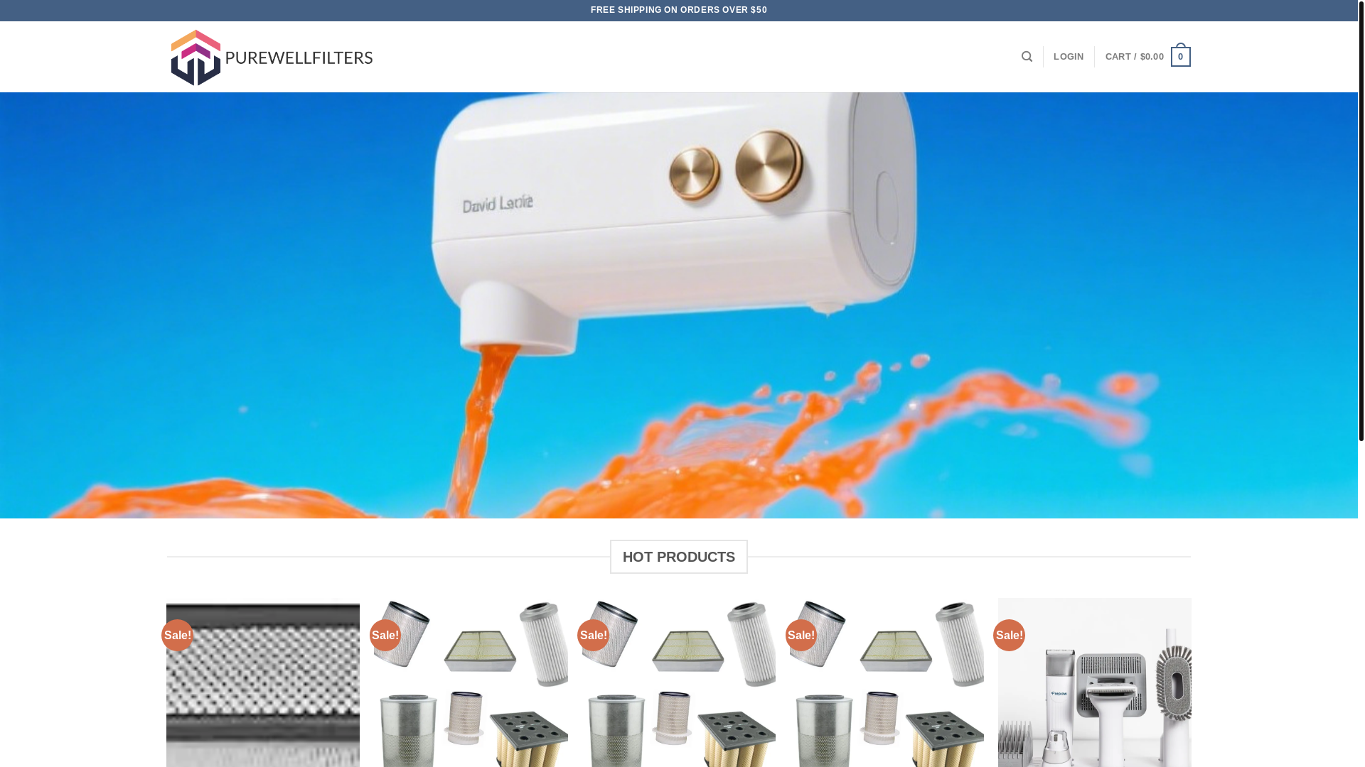website screenshot of https://purewellfilters.com/