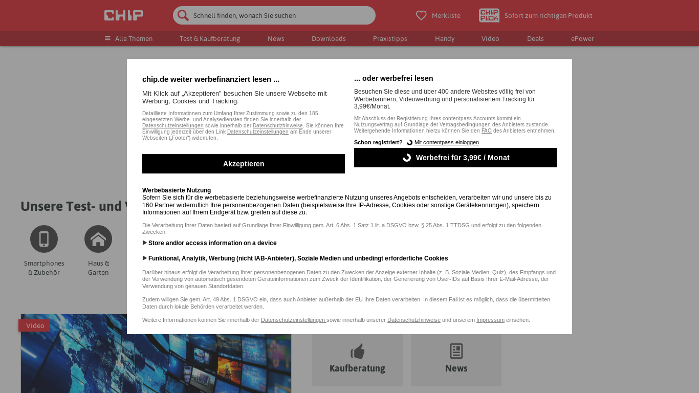 website screenshot of https://chip.de/