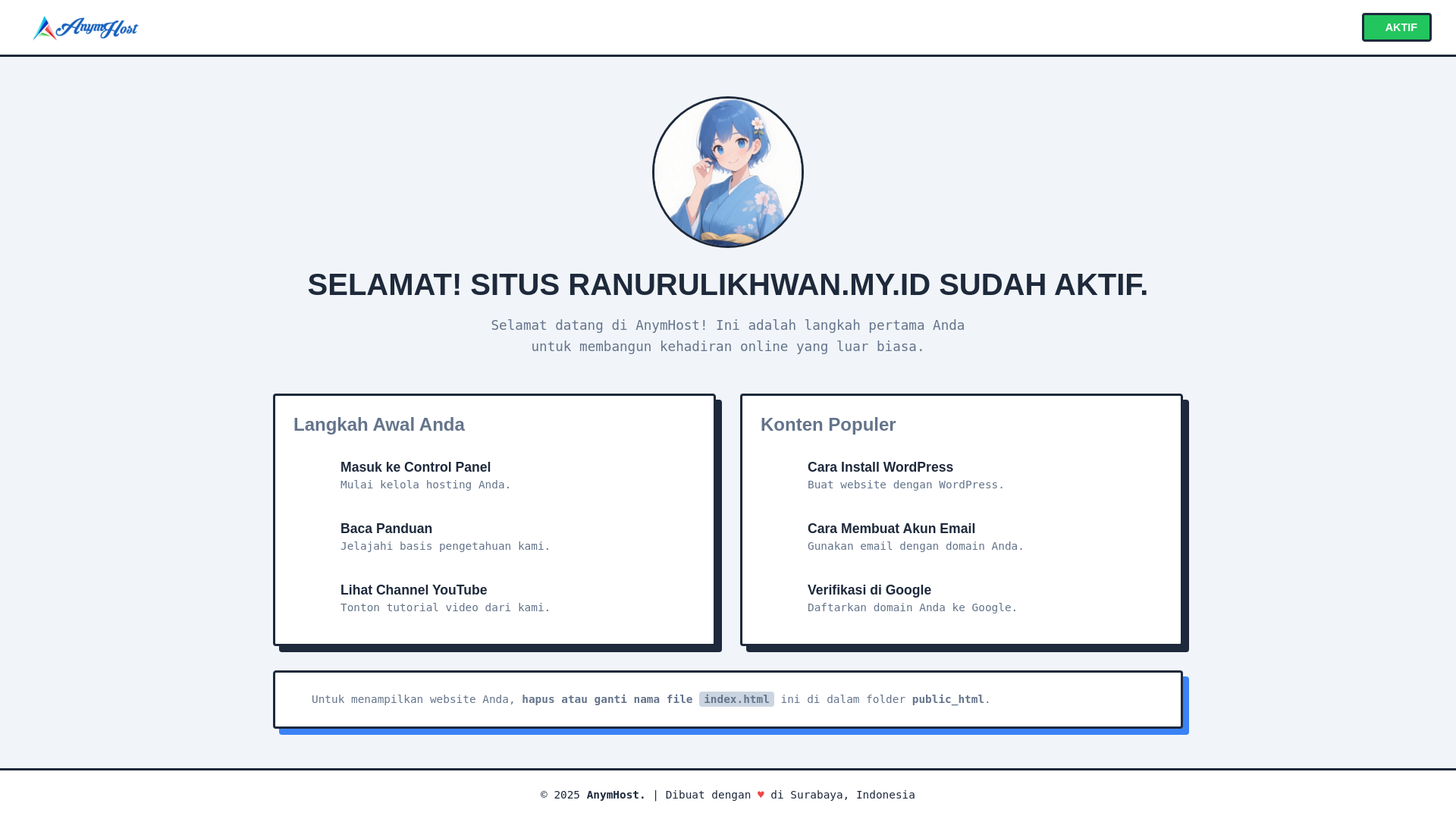 website screenshot of https://ranurulikhwan.my.id/