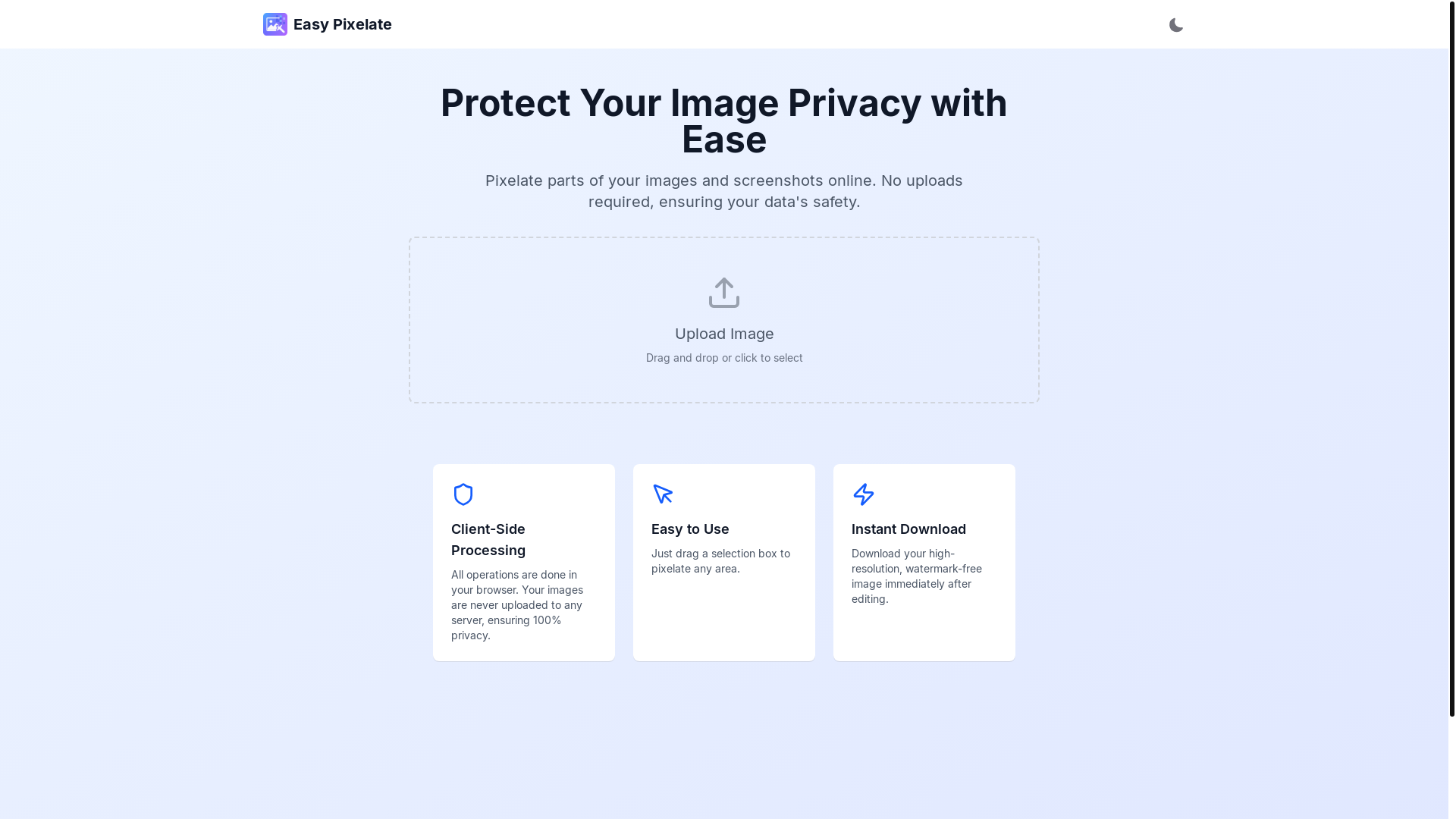 website screenshot of https://easypixelate.com/