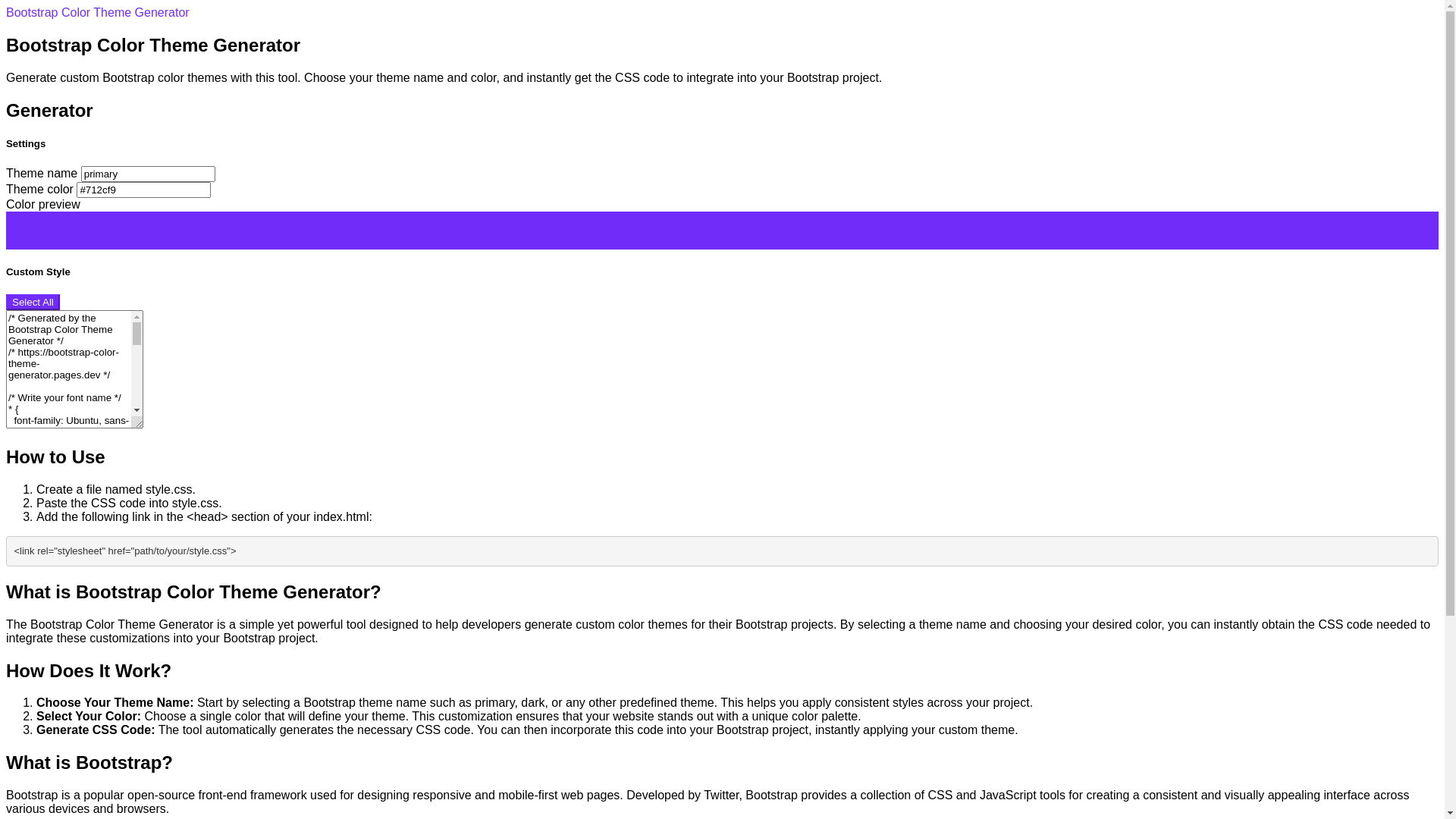 website screenshot of https://bootstrap-color-theme-generator.pages.dev/
