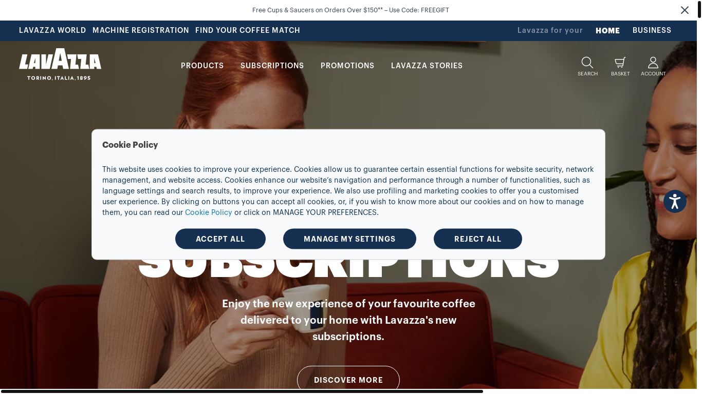 website screenshot of https://www.lavazza.com.au/