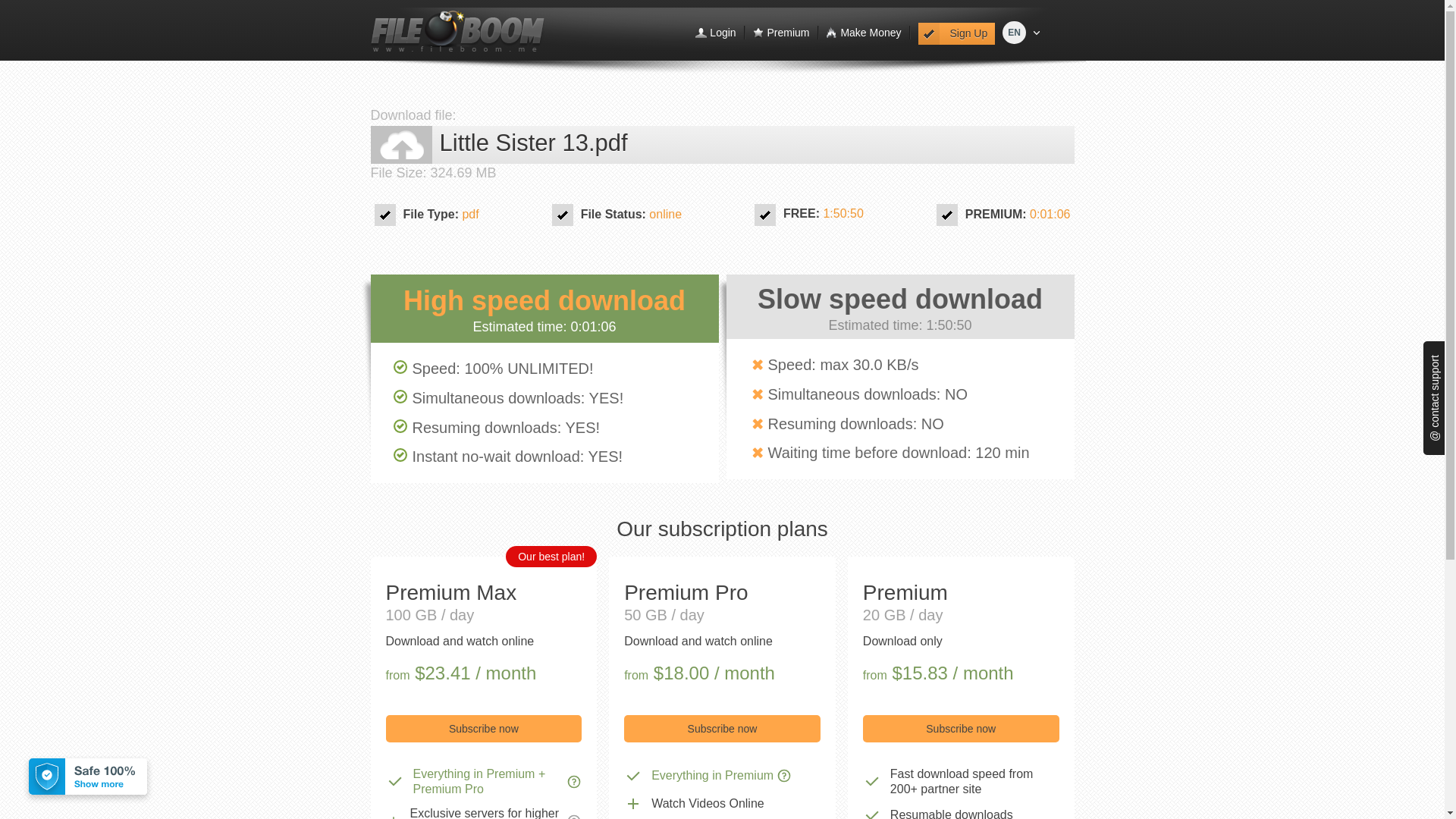 website screenshot of https://fboom.me/file/2faf26b593b90/Little_Sister_13.pdf?site=svscomics.com