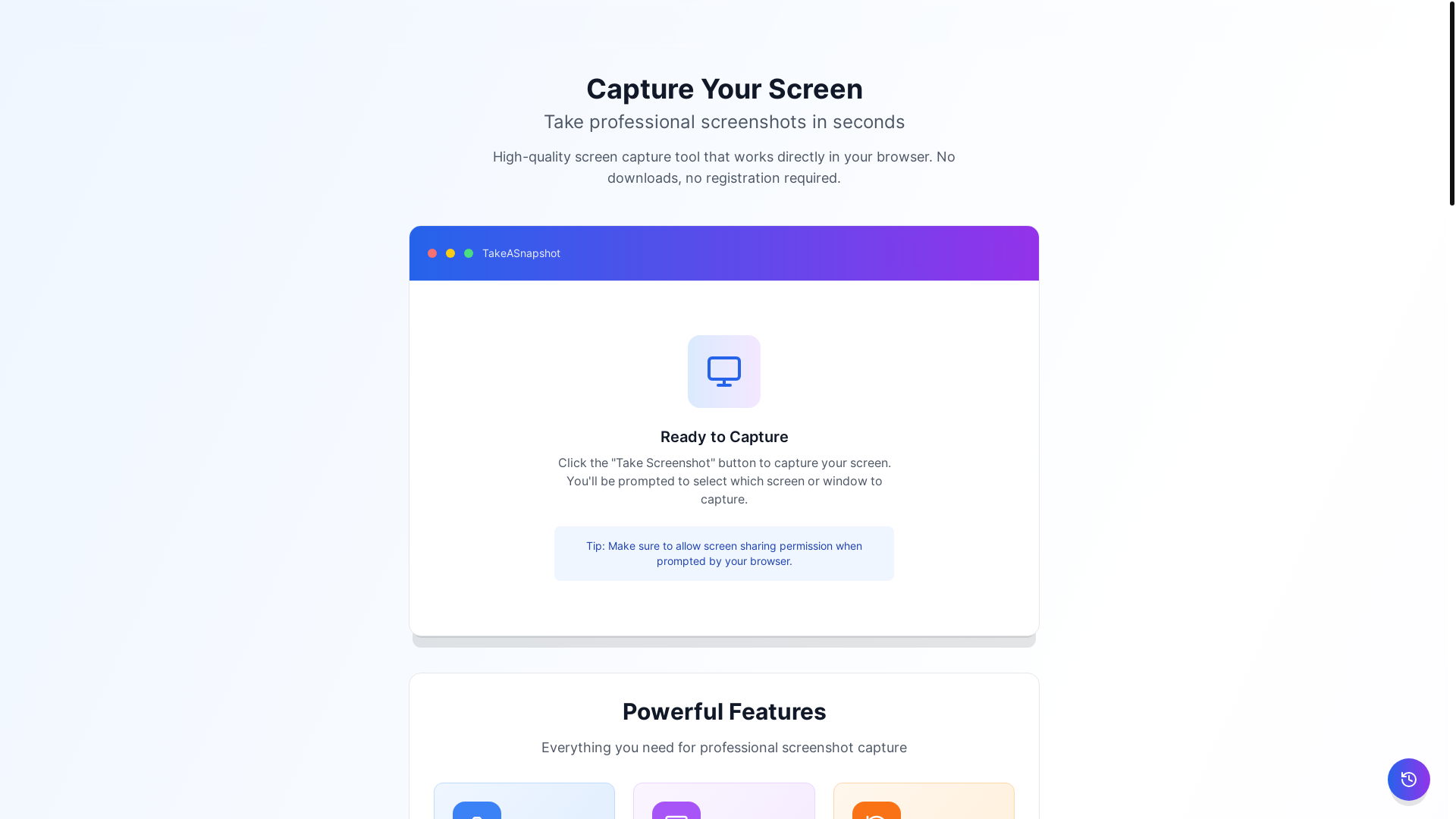 website screenshot of https://takeasnapshot.com/