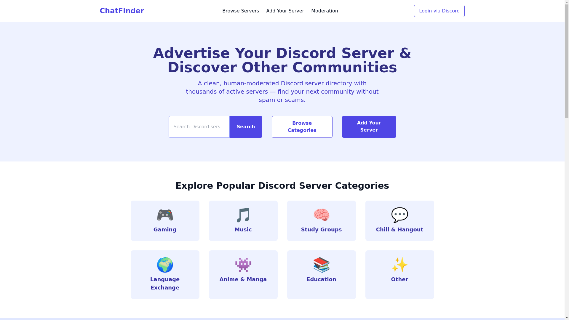website screenshot of https://chatfinder.org/