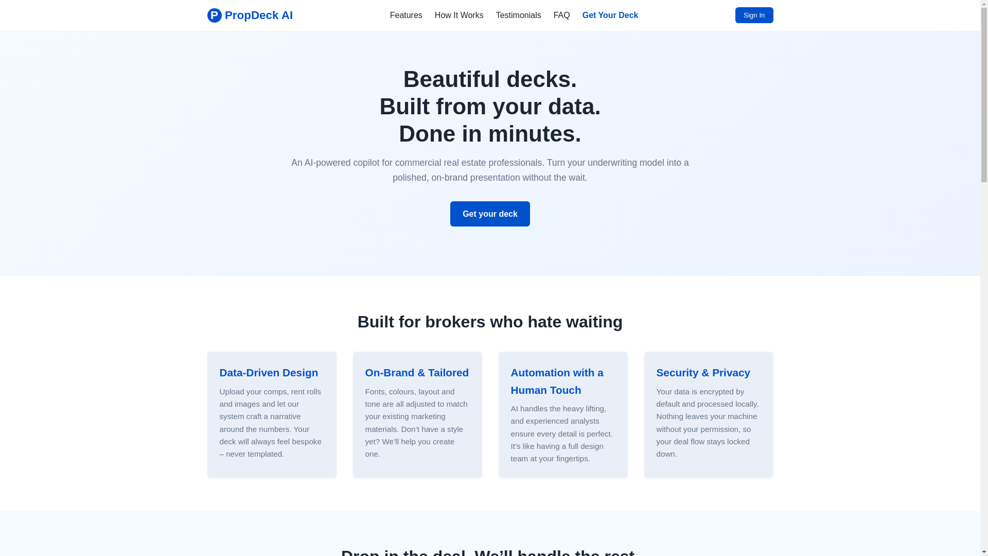 website screenshot of https://propdeck-ai.com/