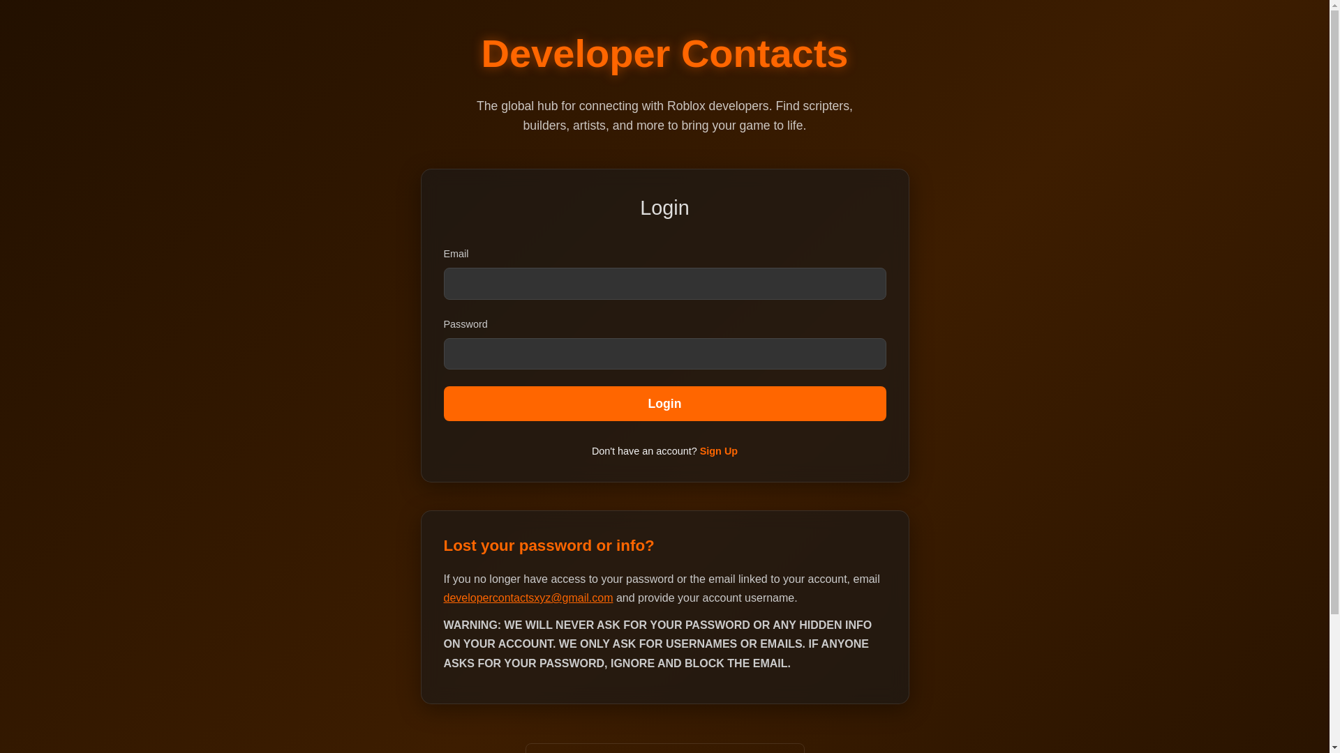 website screenshot of https://developercontacts.pages.dev/