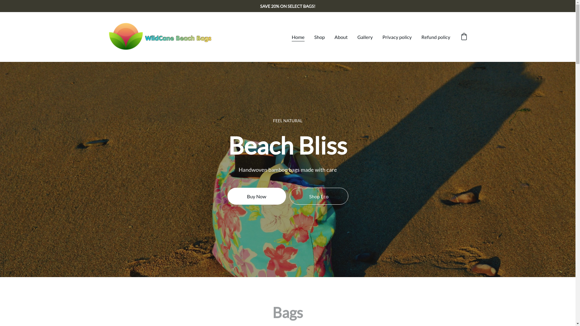 website screenshot of https://wildcanebeachbags.shop/