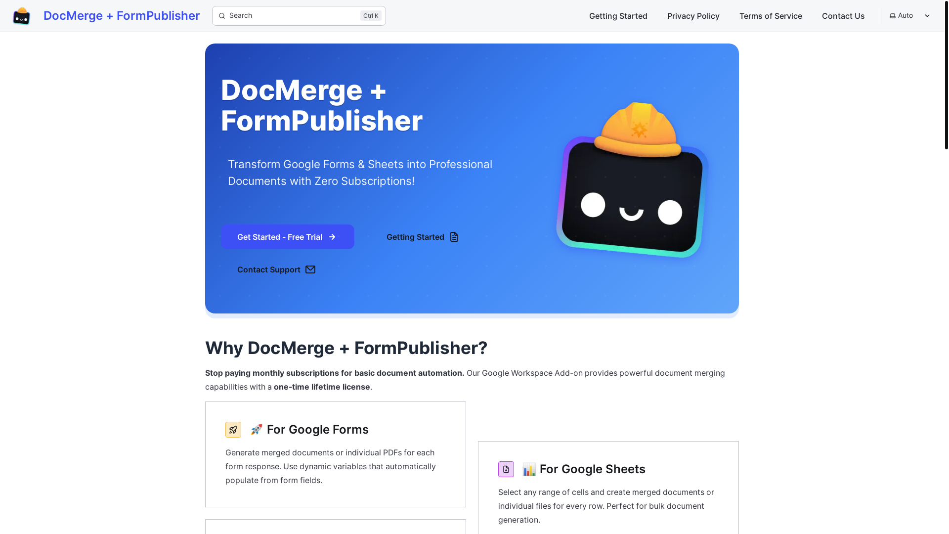 website screenshot of https://docmerge-formpublisher-website.pages.dev/