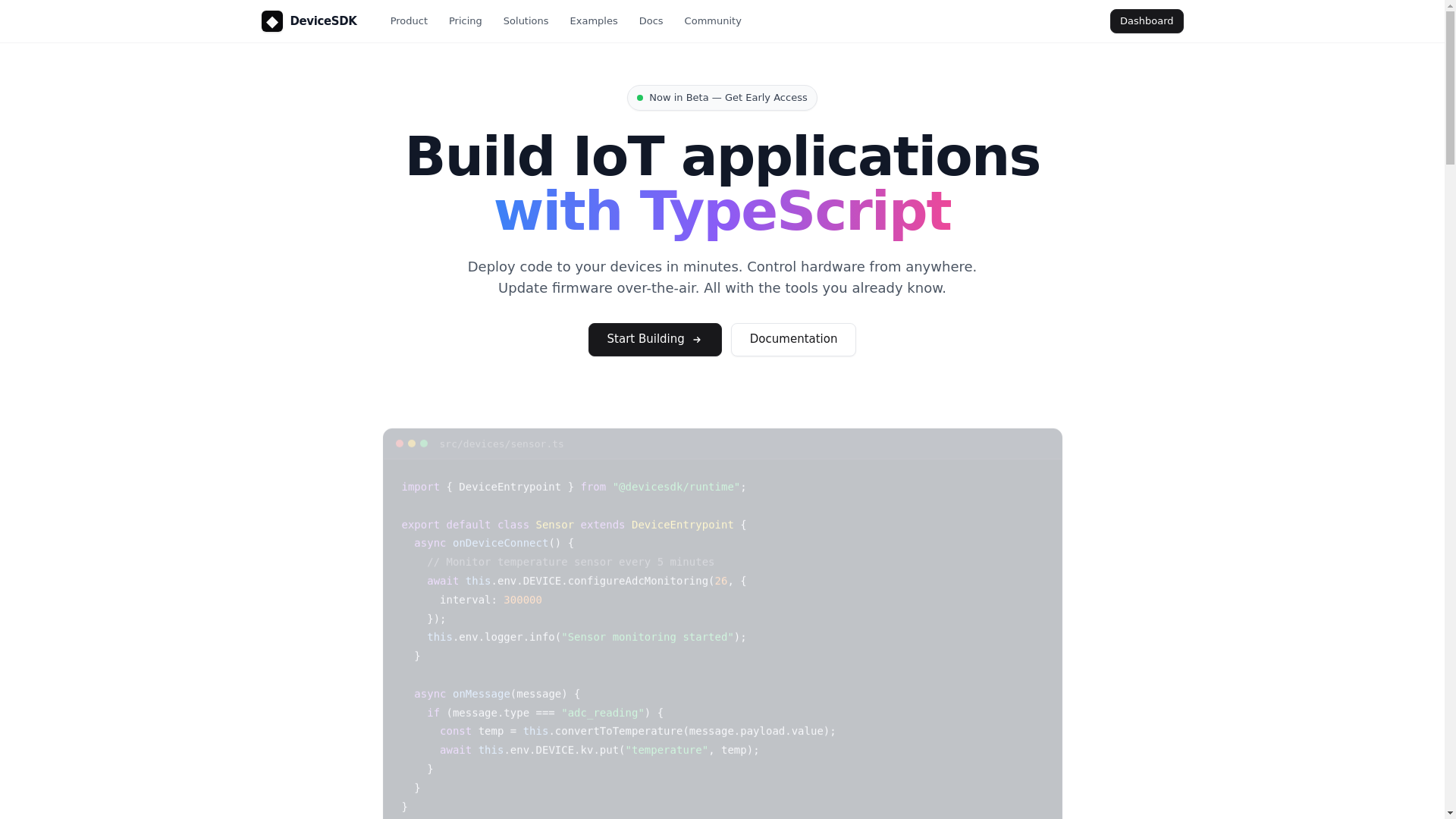 website screenshot of https://devicesdk.com/