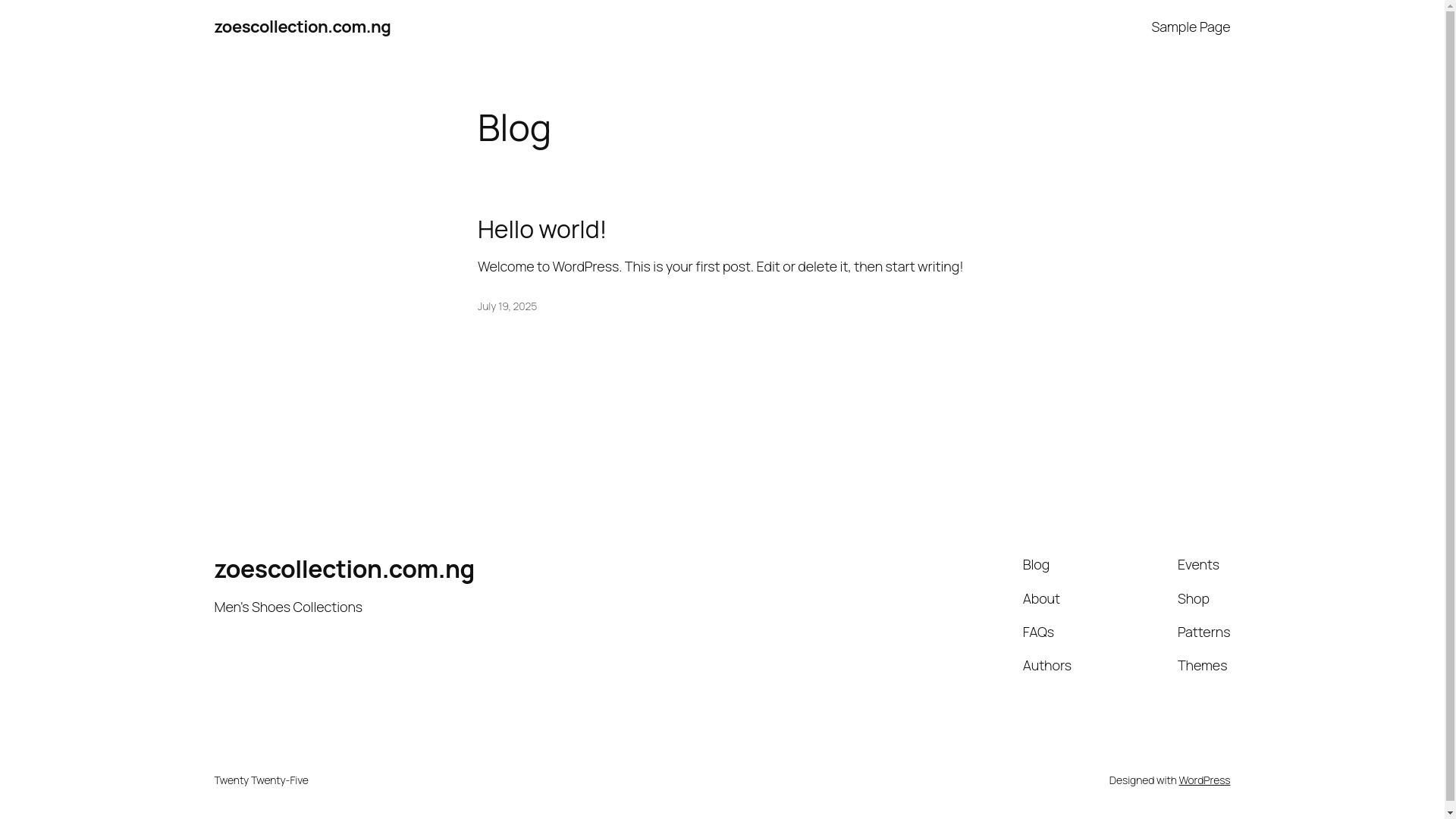 website screenshot of https://zoescollection.com.ng/