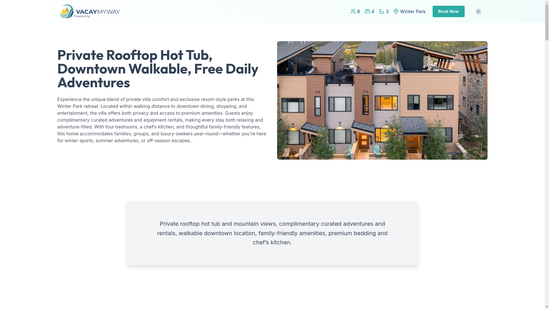 website screenshot of https://relaxwinterpark.vacations/