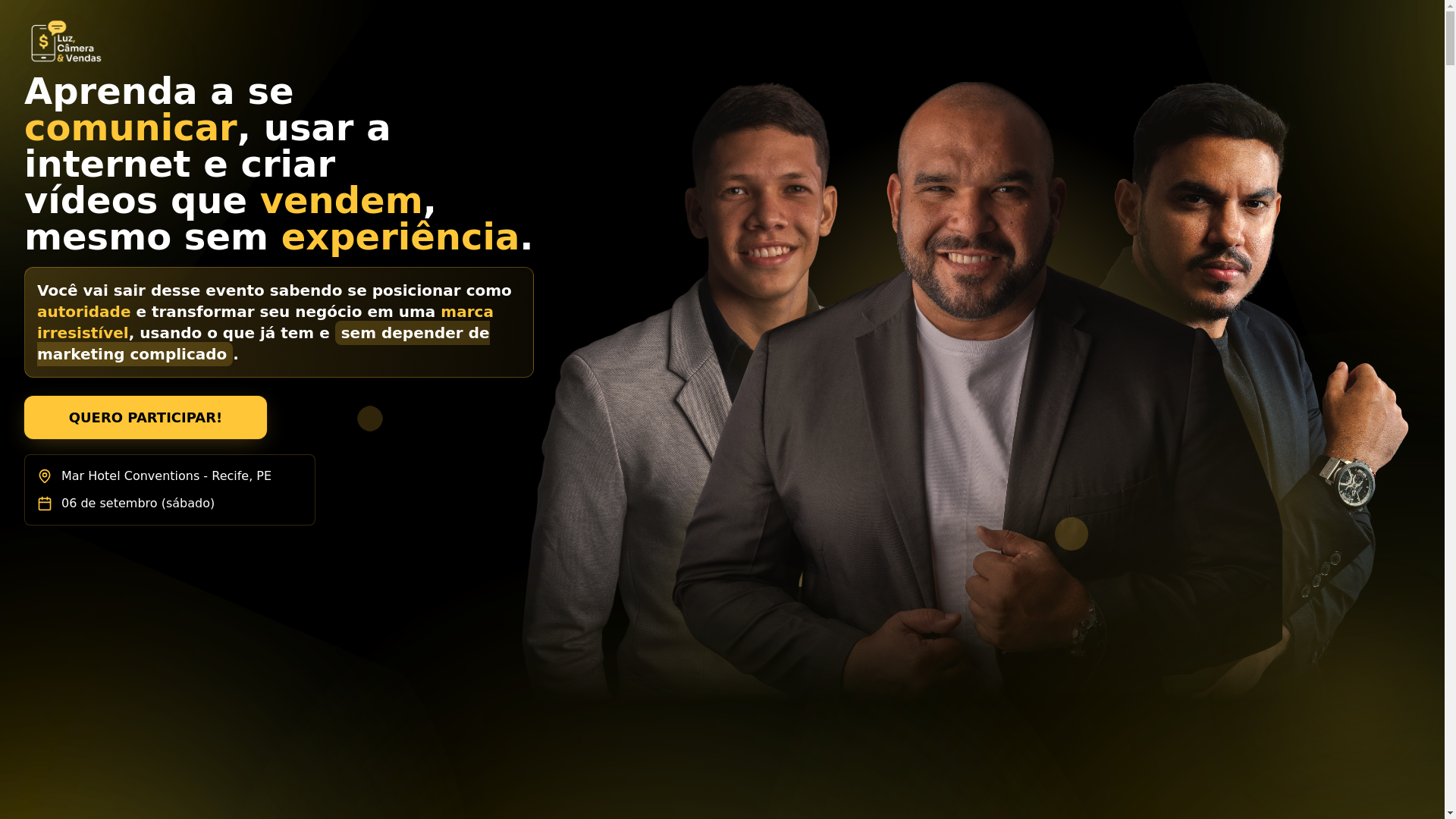 website screenshot of https://luzcameraevendas.com.br/