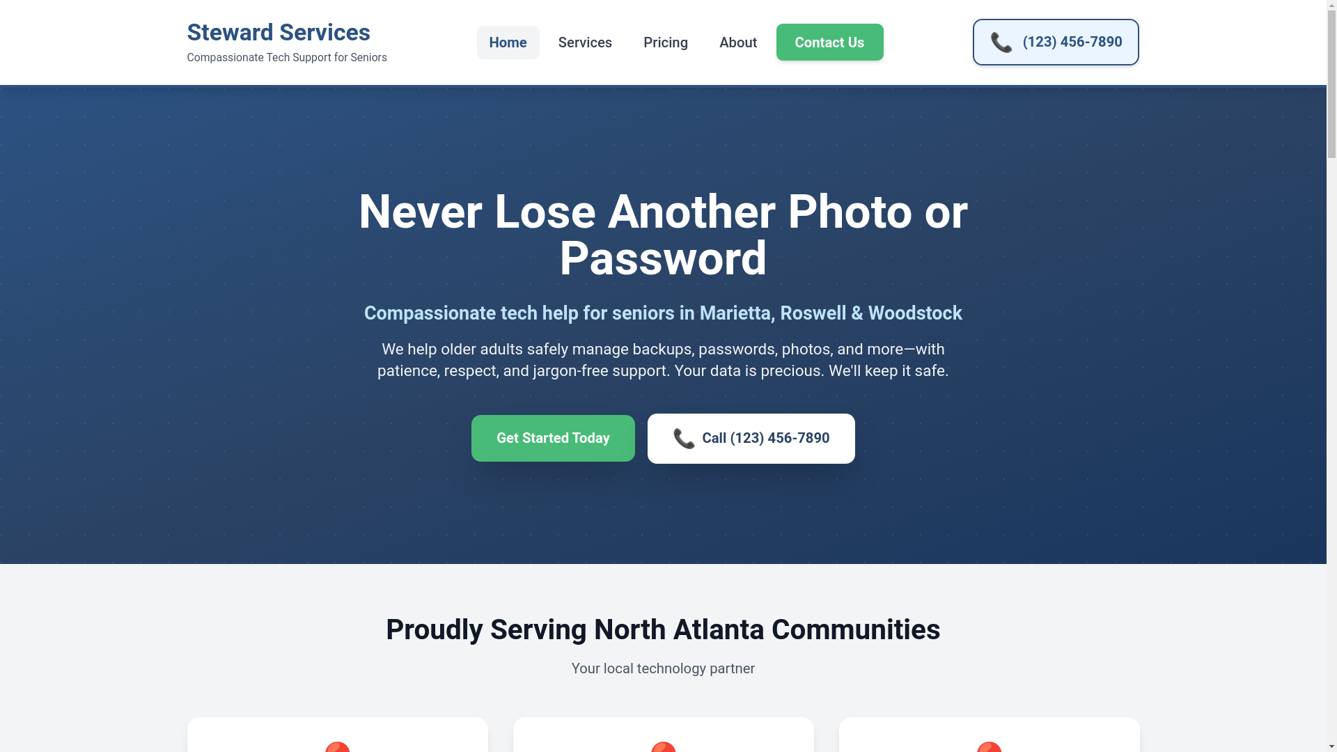 website screenshot of https://stewardservices.io/