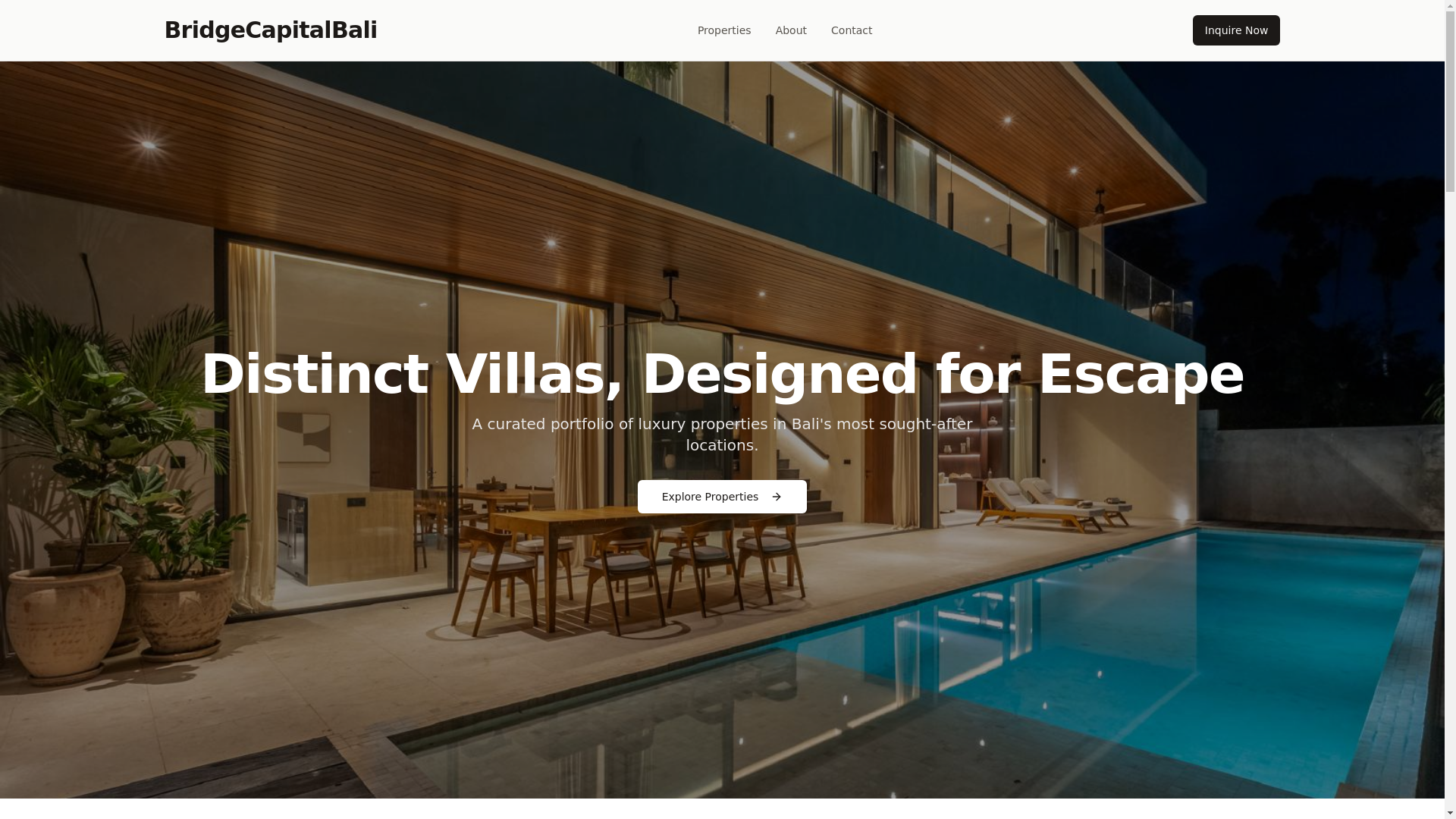 website screenshot of https://bridgecapitalbali.com/