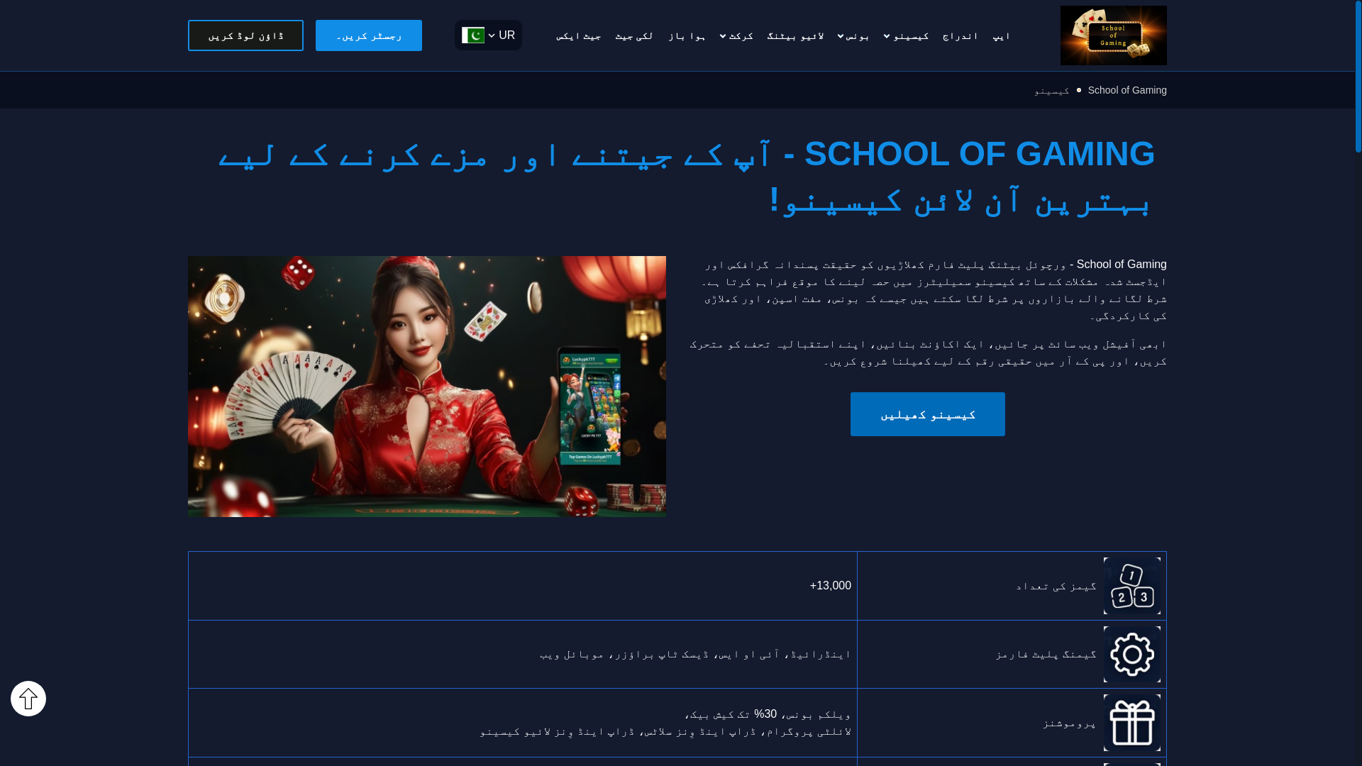 website screenshot of https://schoolofgaming095.com/