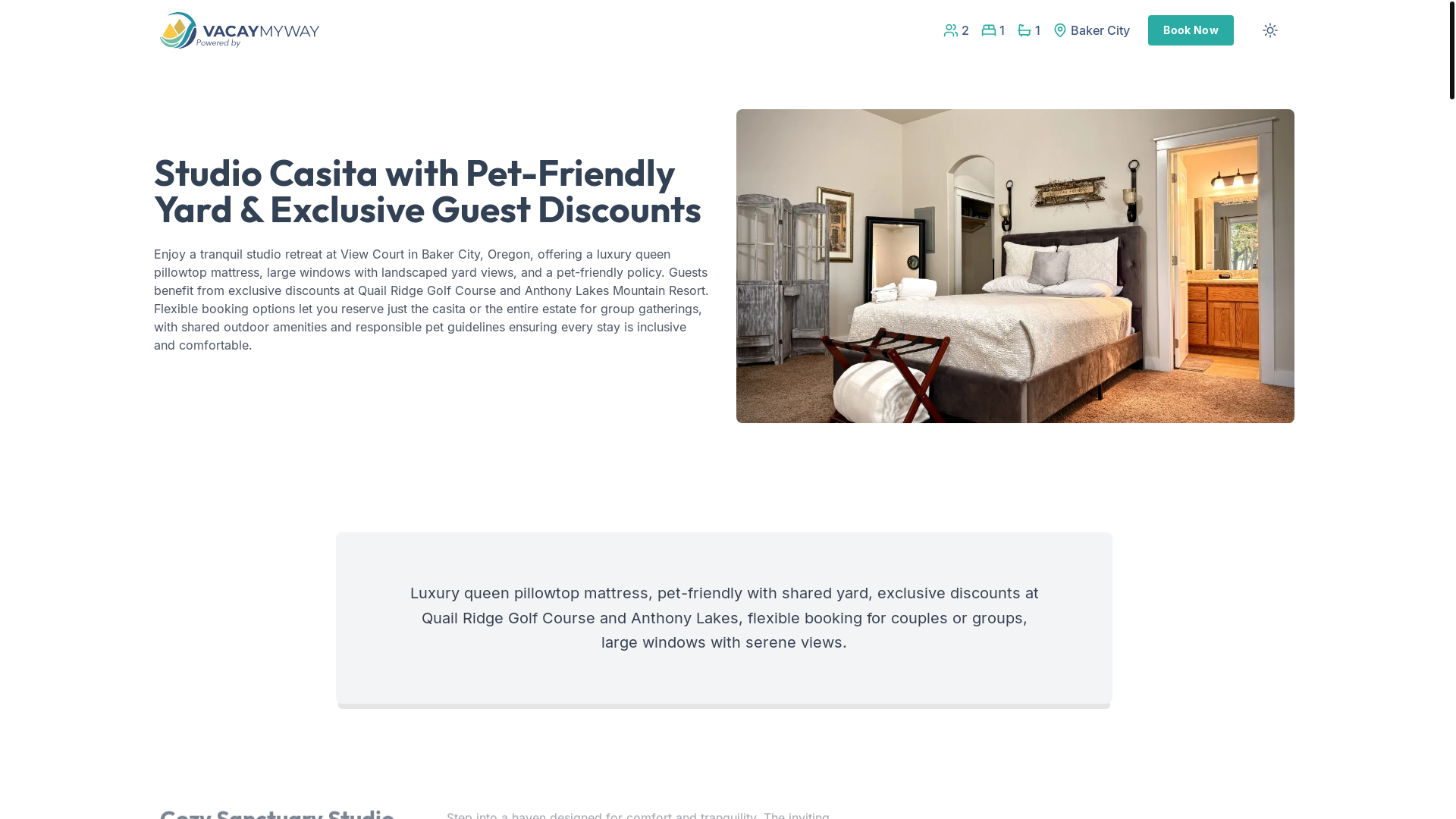 website screenshot of https://valleyvista.holiday/