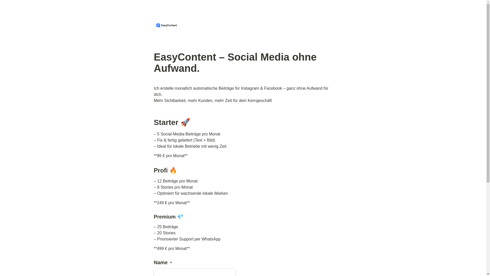 website screenshot of https://easycontent.me/