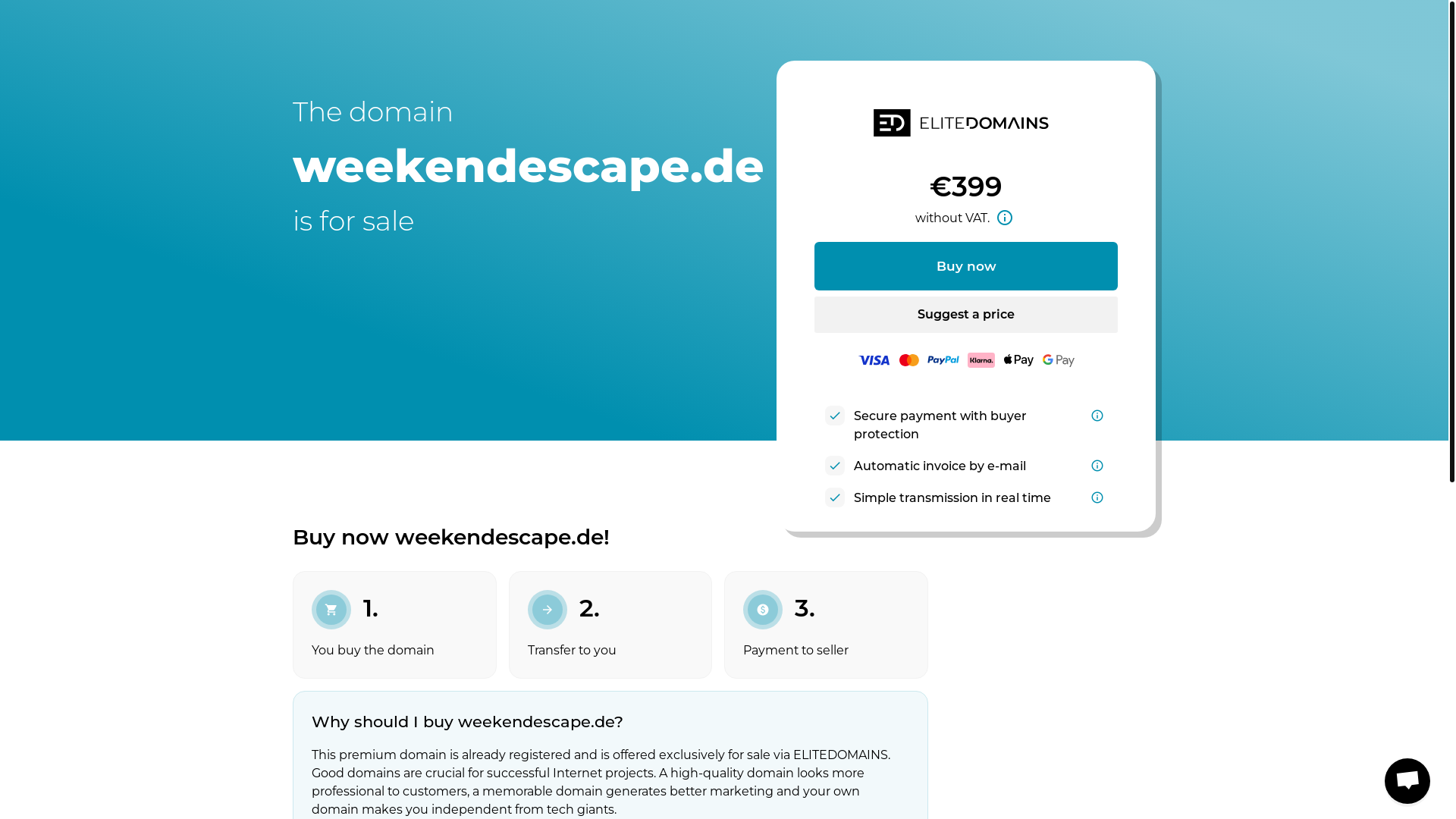 website screenshot of https://weekendescape.de/