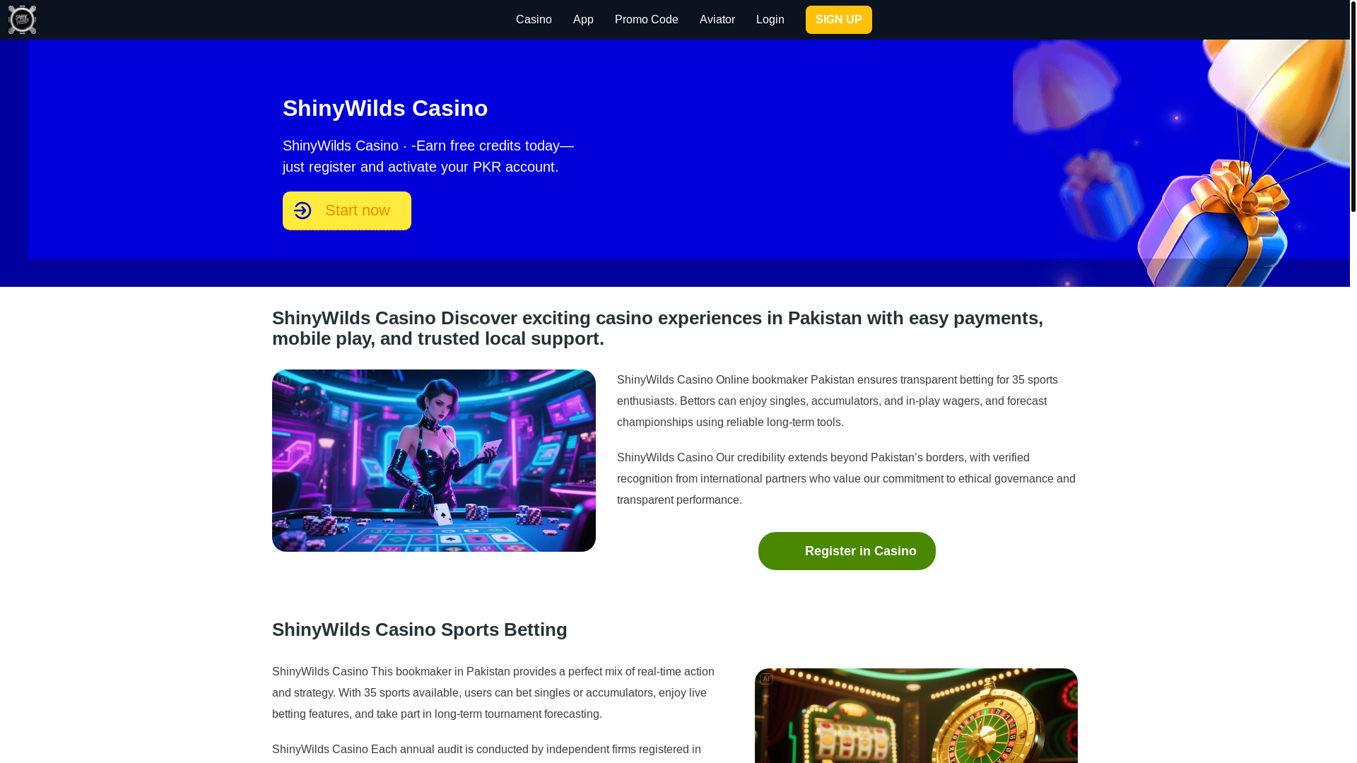 website screenshot of https://shinywildscasinox.com/