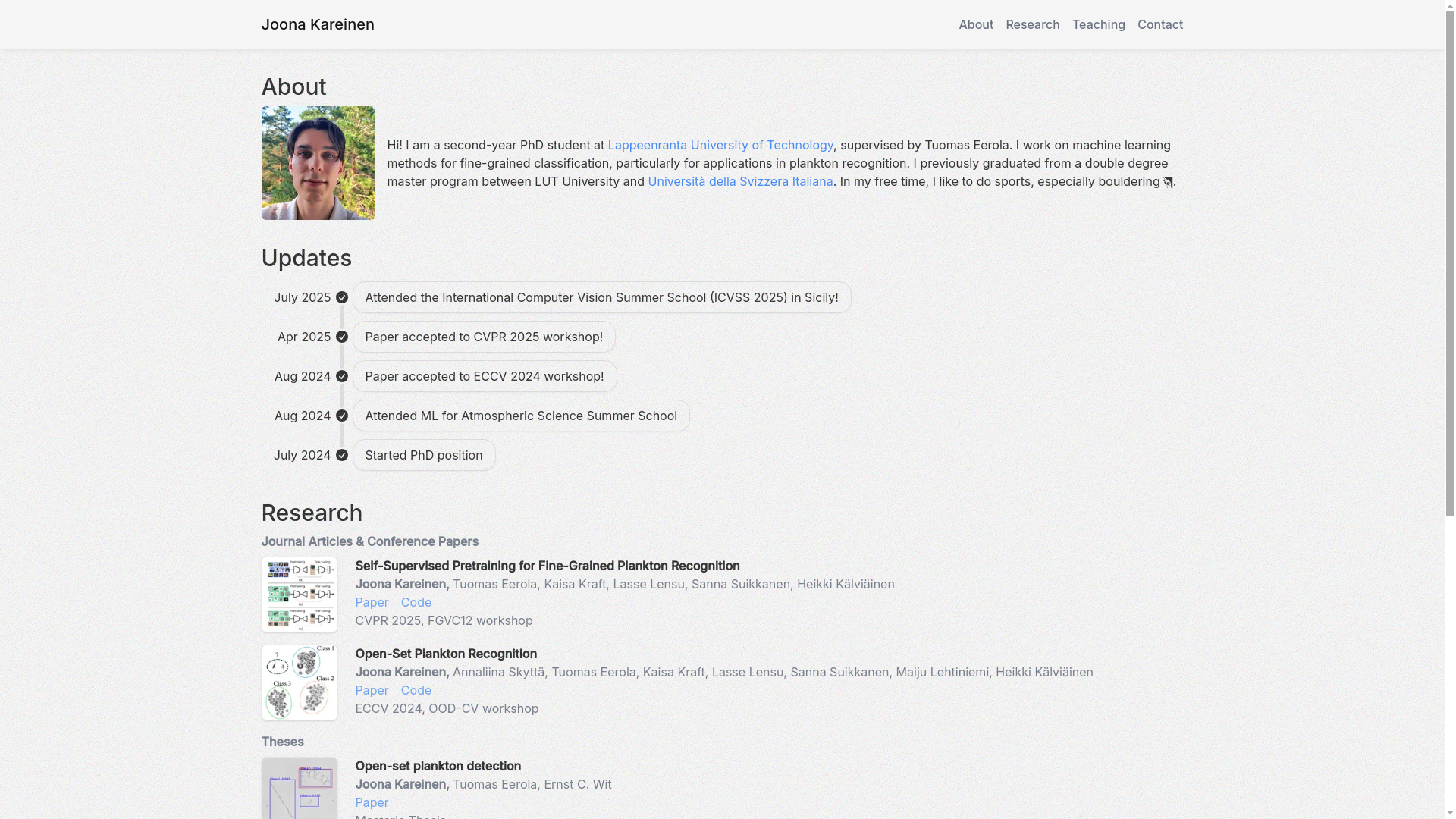 website screenshot of https://joonakareinen.com/