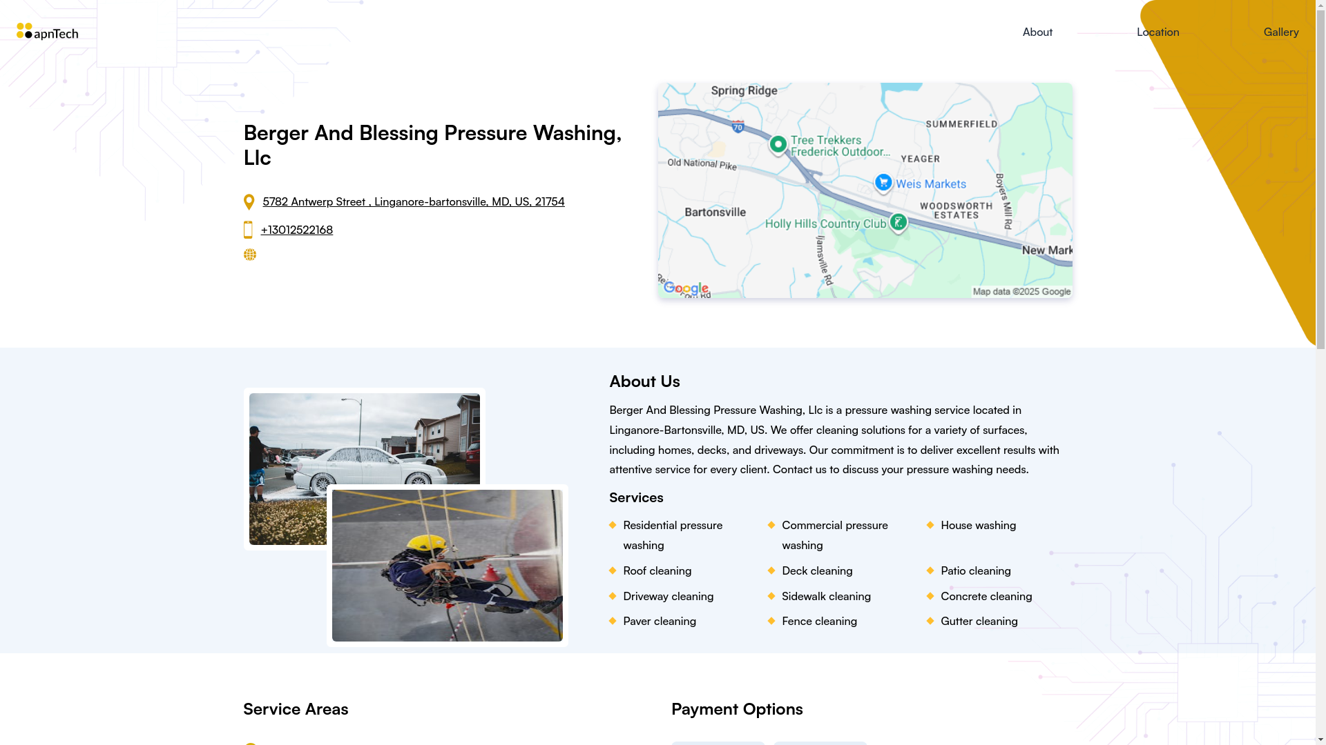 website screenshot of https://bergerandblessingpressurewashingllc.online/
