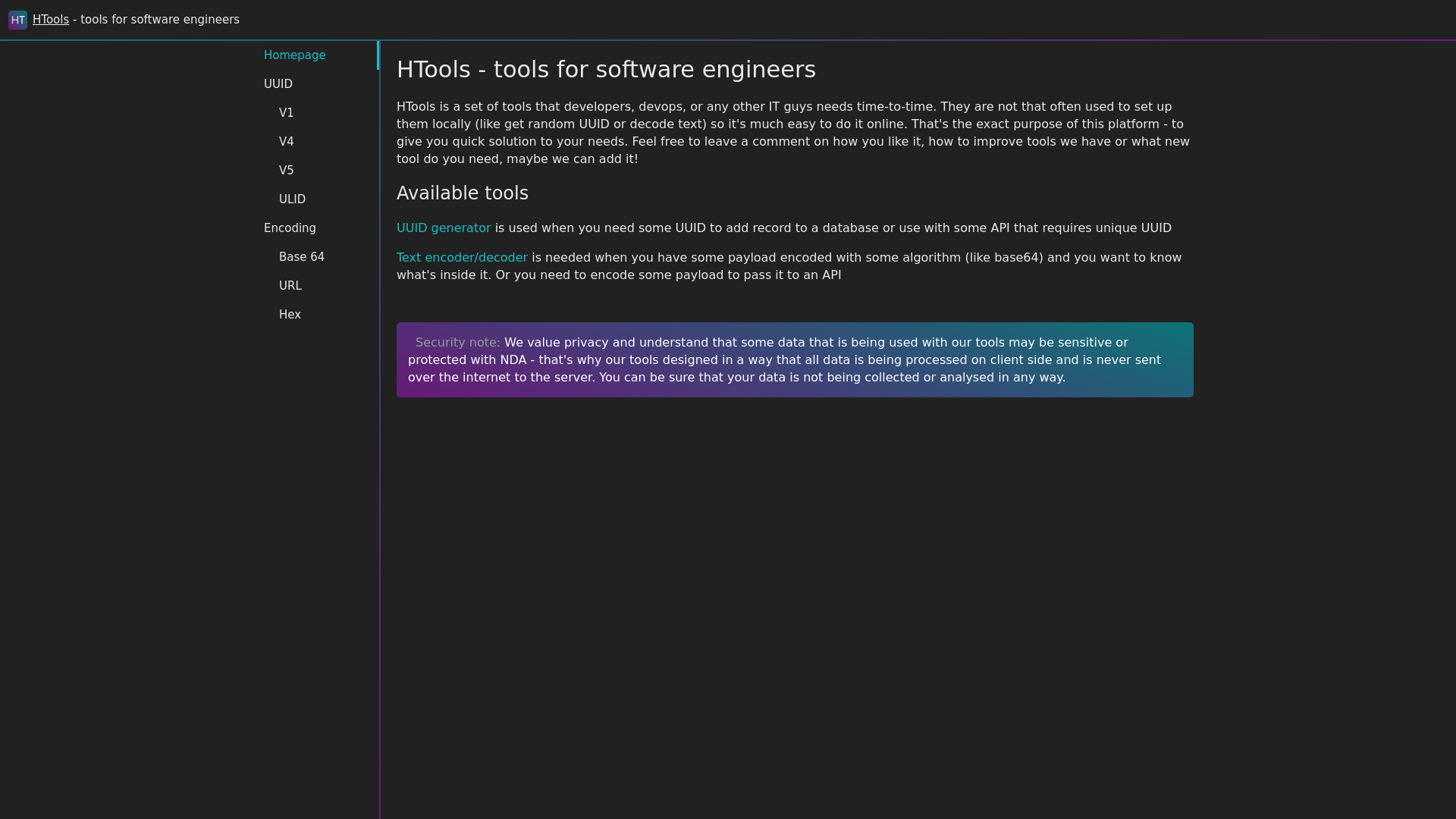 website screenshot of https://hex-decoder.tools/
