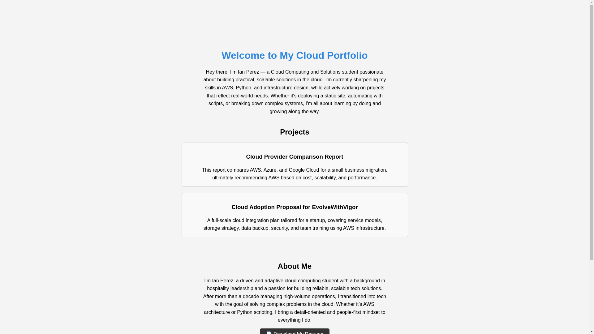 website screenshot of https://ianinthecloud.com/
