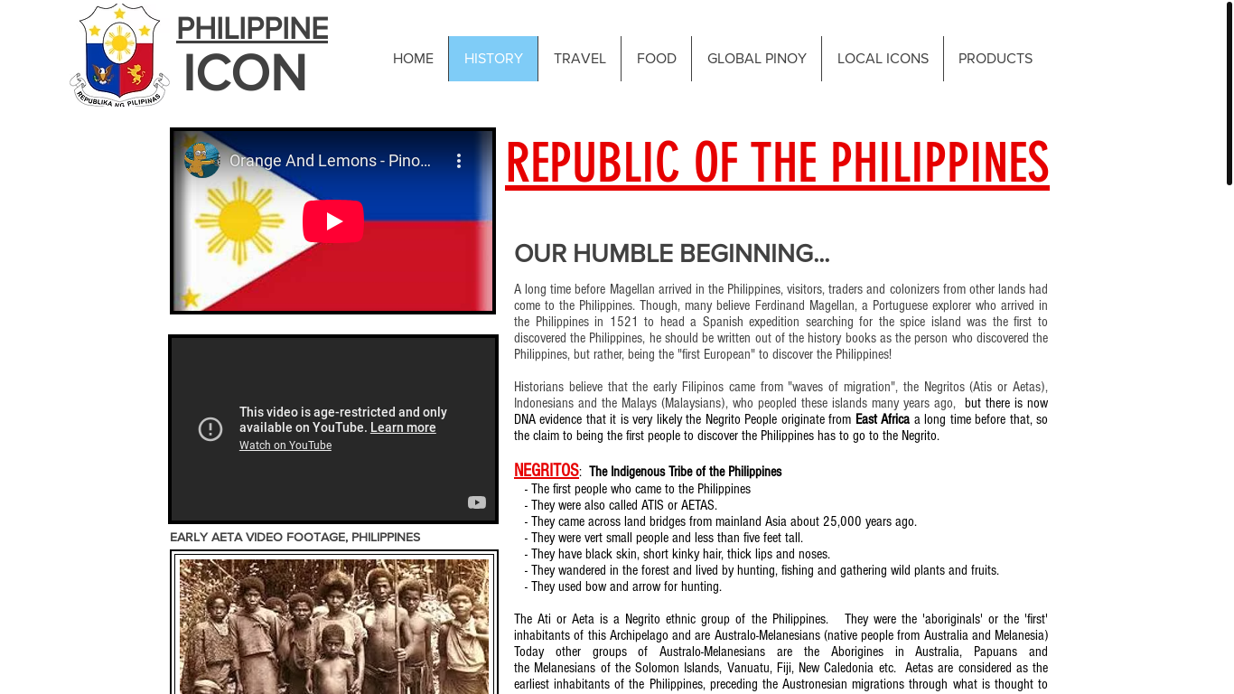 website screenshot of https://filipinoicons.com/