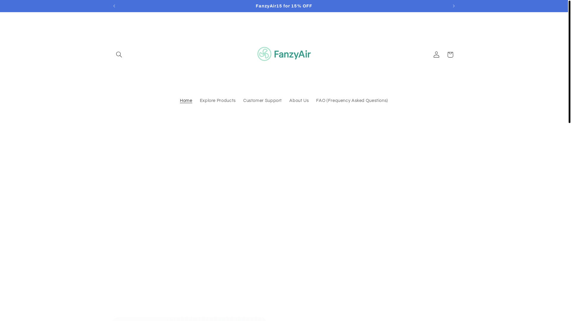 website screenshot of https://fanzyair.com/