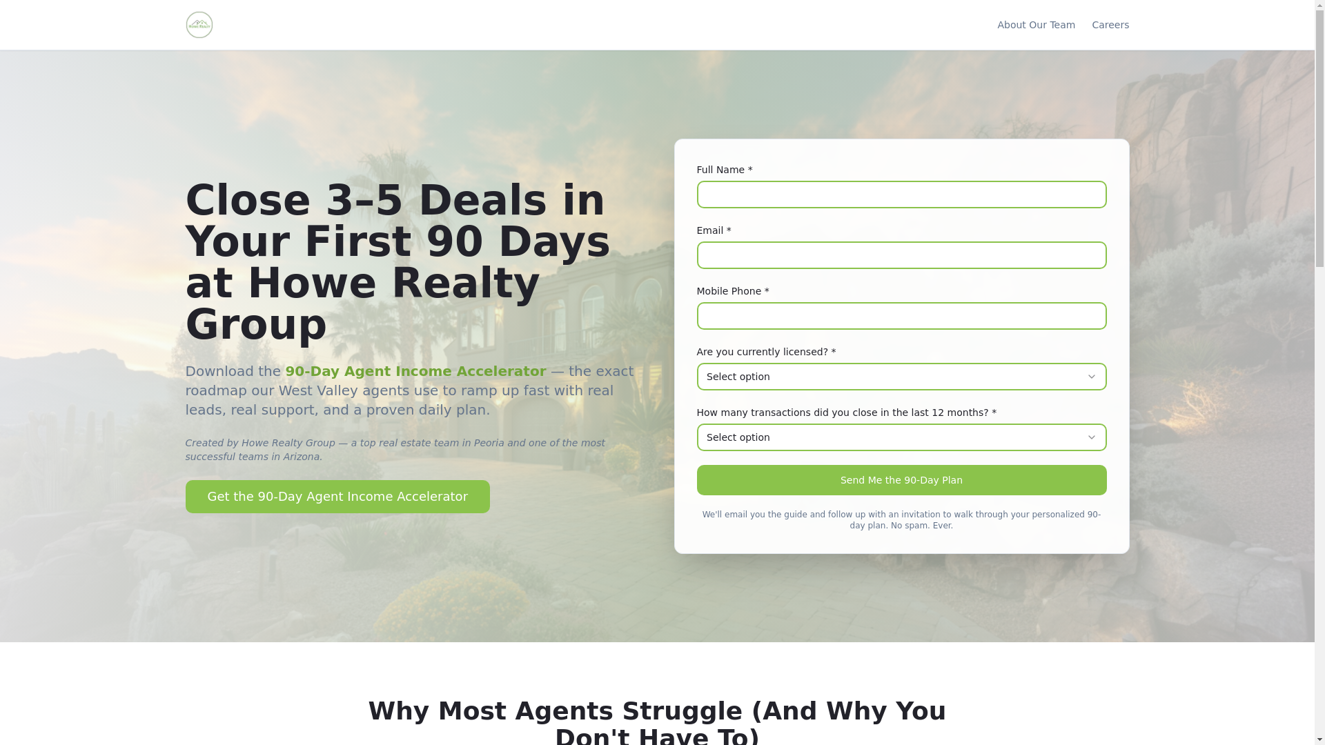 website screenshot of https://90dayagentincomeaccelerator.com/
