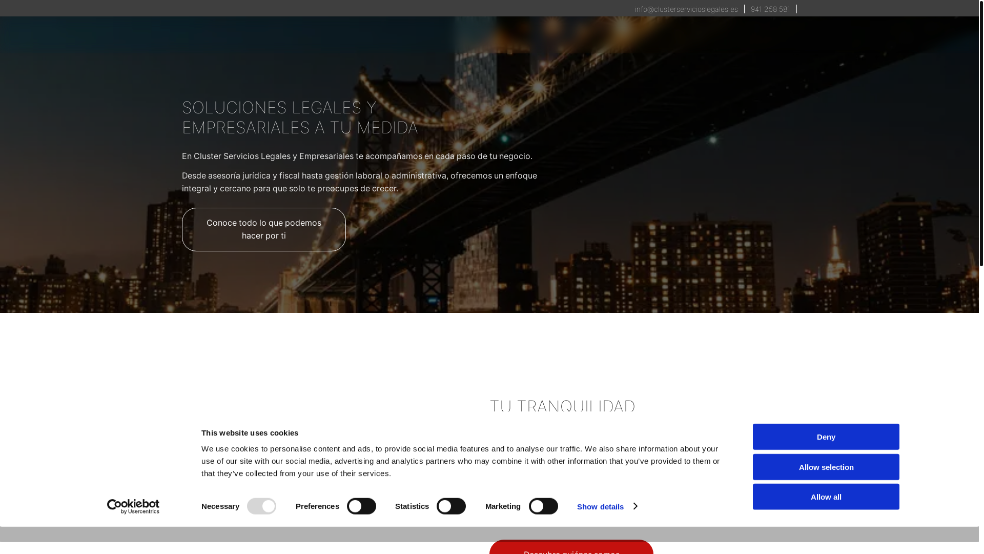 website screenshot of https://clusterservicioslegales.es/