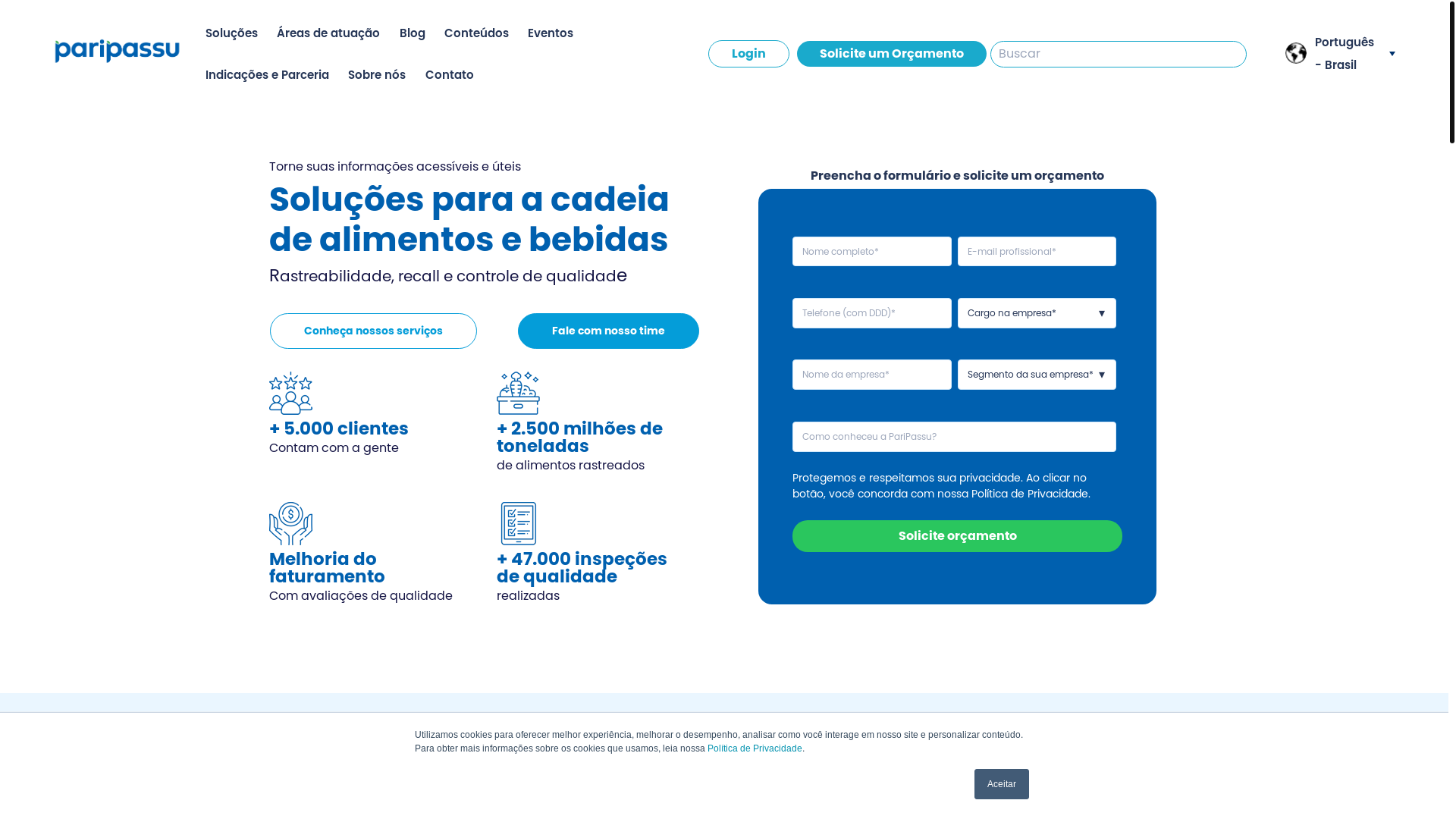 website screenshot of https://www.paripassu.com.br/