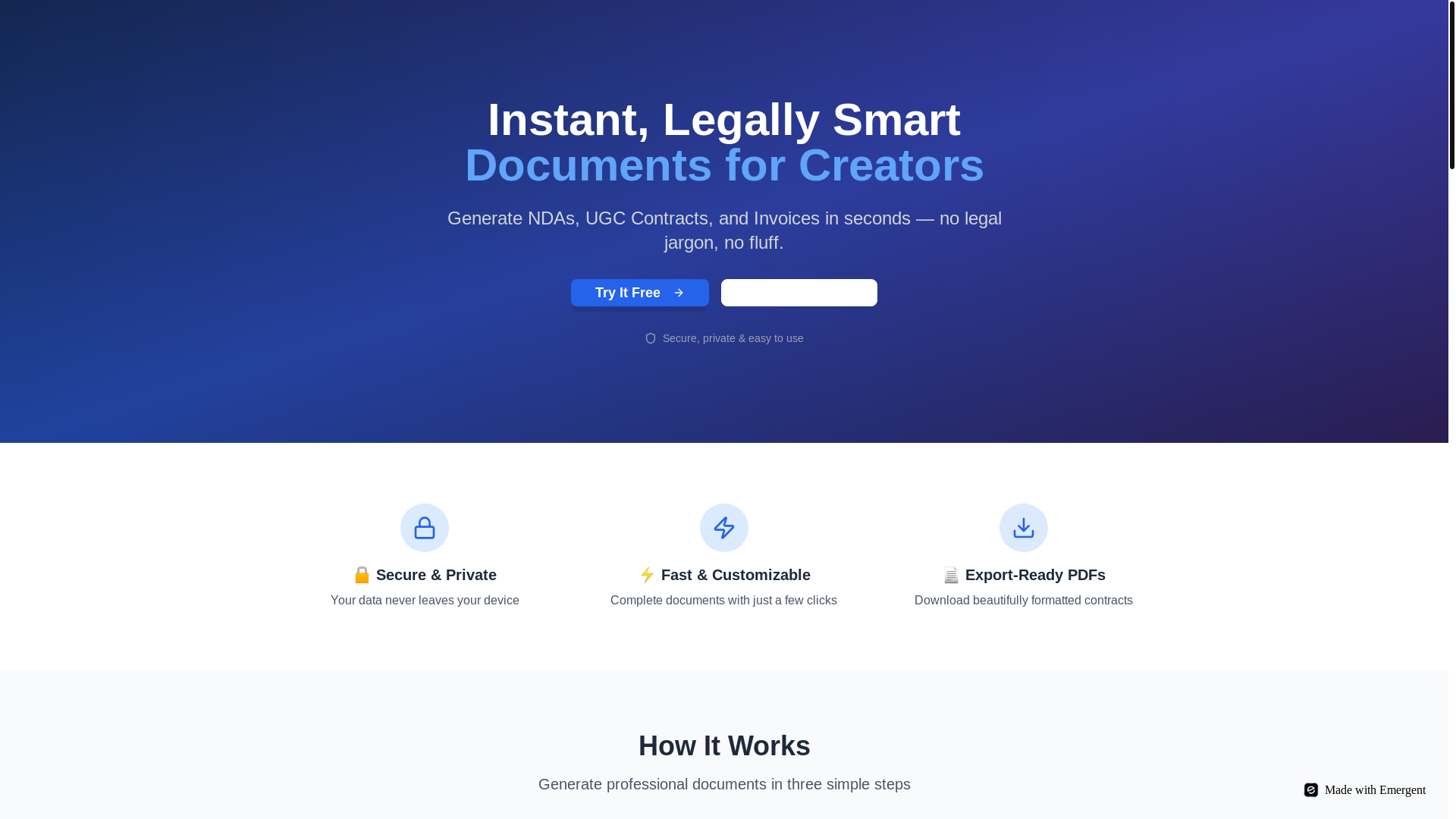 website screenshot of https://creatorclause.net/
