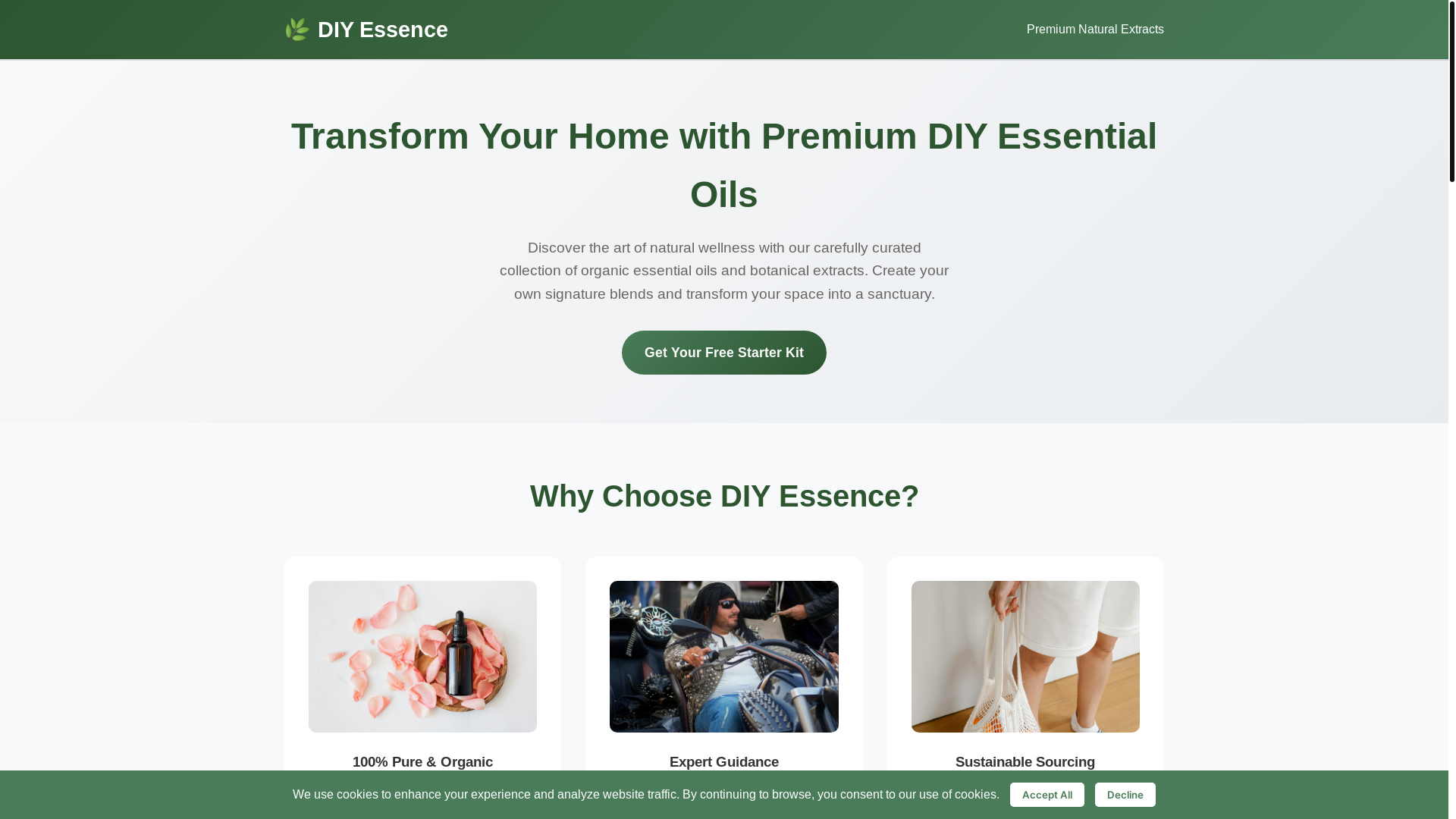 website screenshot of https://diyessence.xyz/
