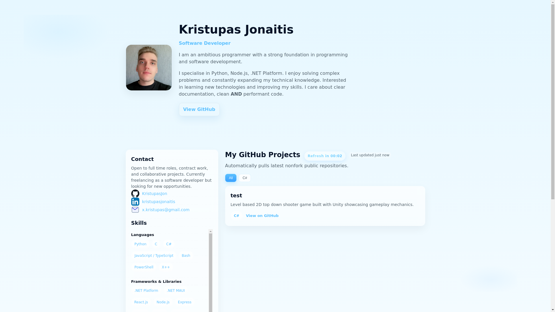 website screenshot of https://kristupas.pages.dev/