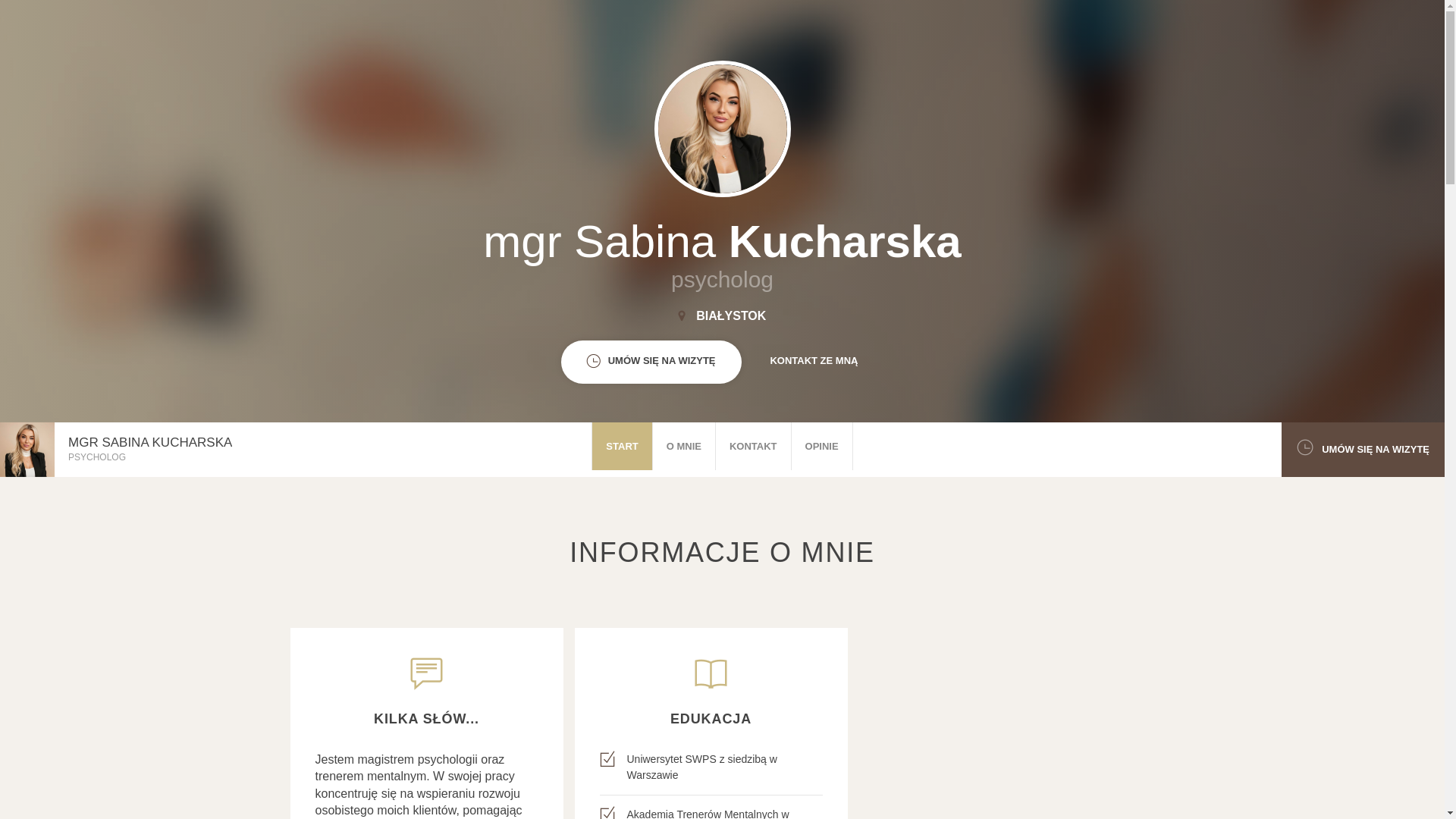 website screenshot of https://psychologsabinakucharska.pl/