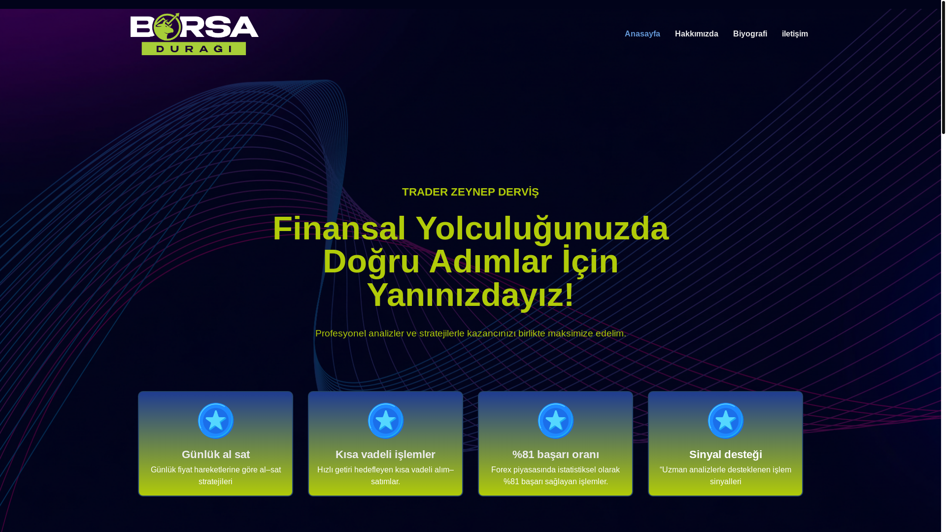 website screenshot of https://traderzeynepdervis.com/