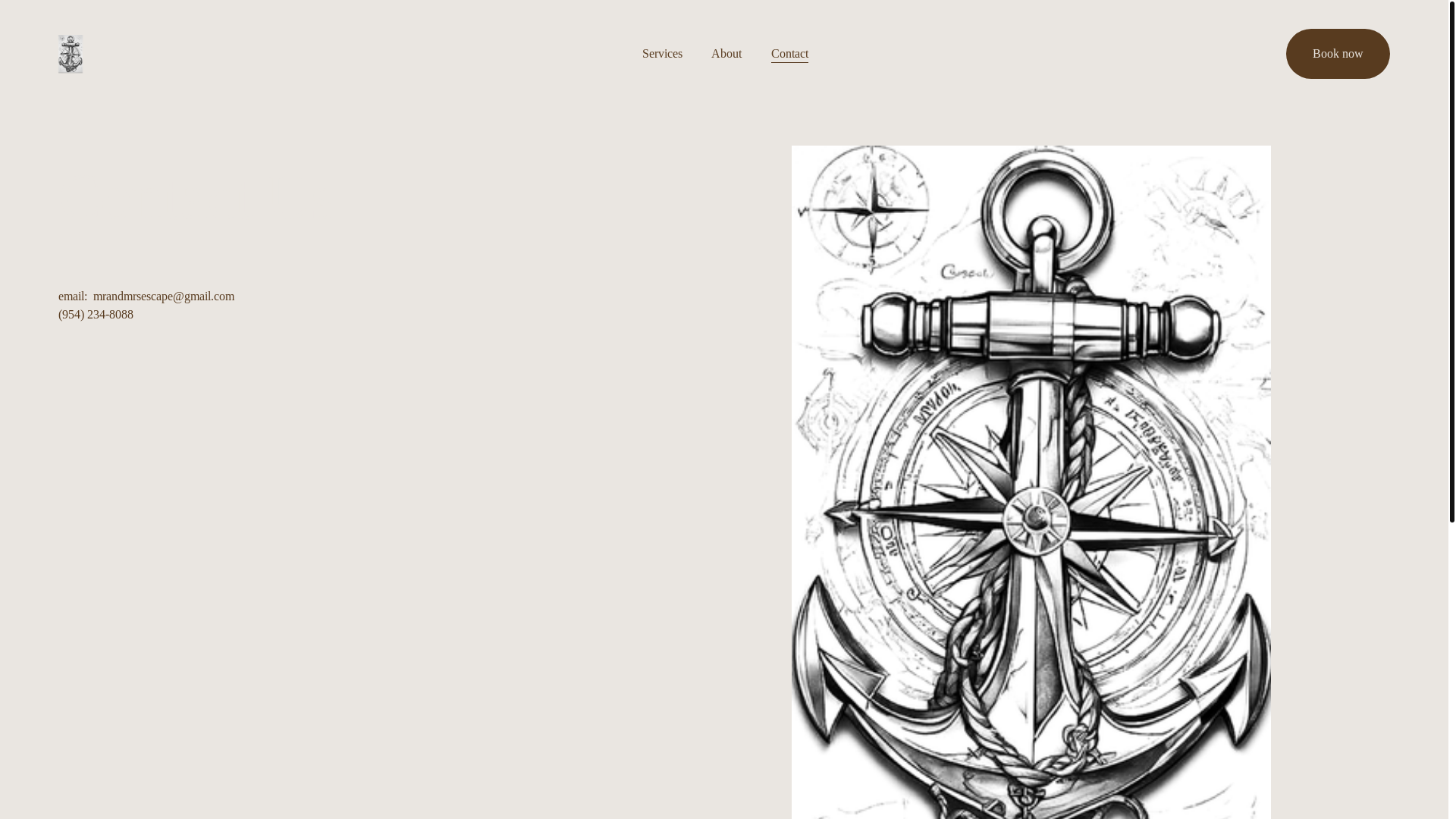 website screenshot of https://mrandmrsescape.com/