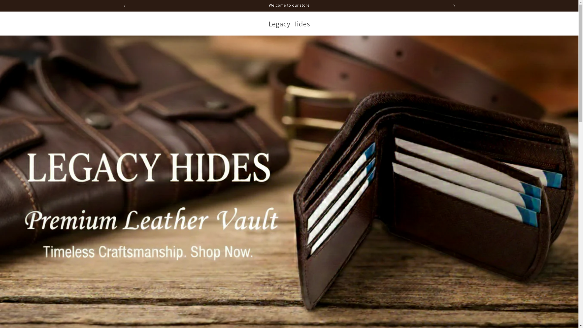 website screenshot of https://legacyhides.store/