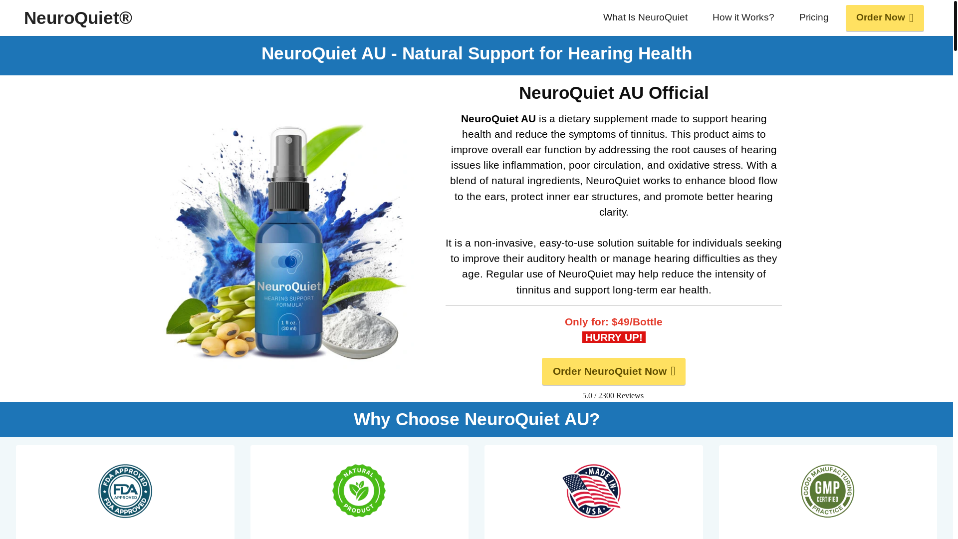 website screenshot of https://neuro-quiet.au/
