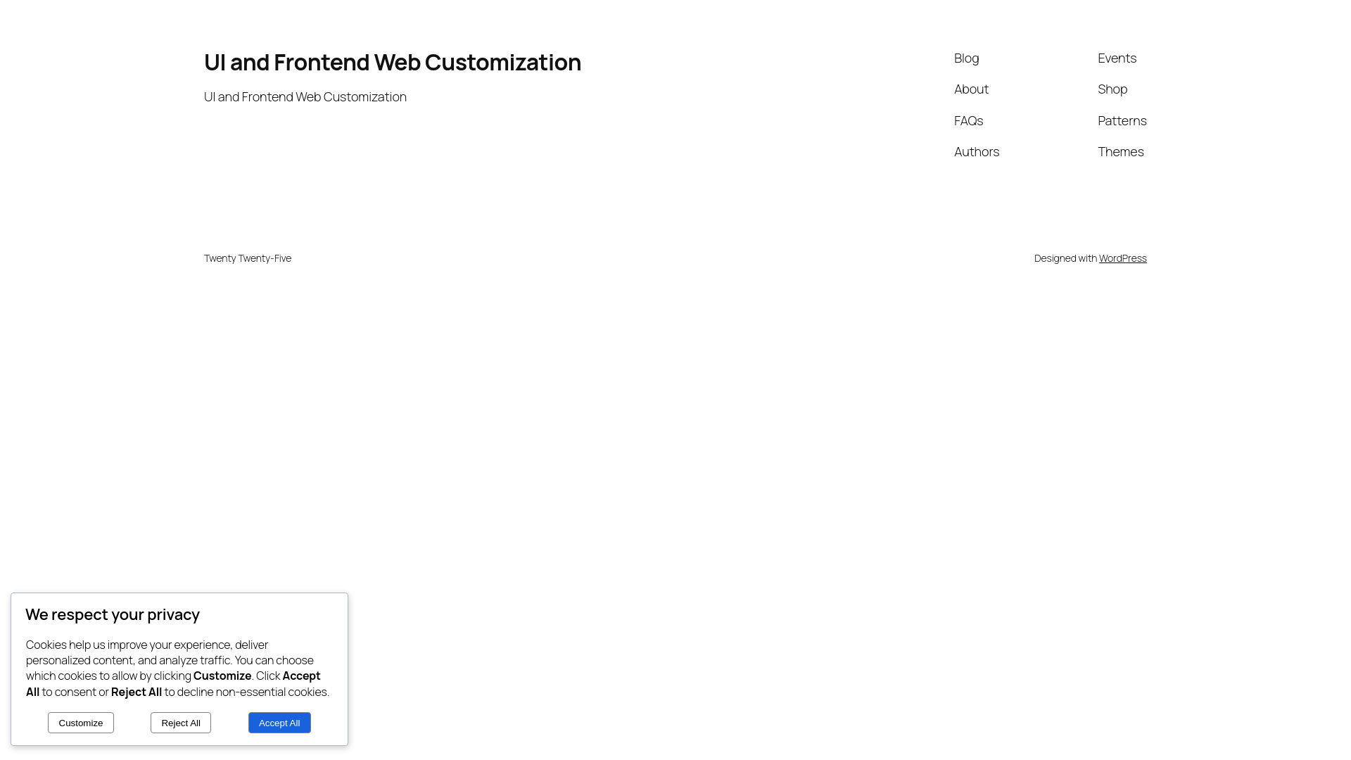 website screenshot of https://frontendwebcustomization.com/