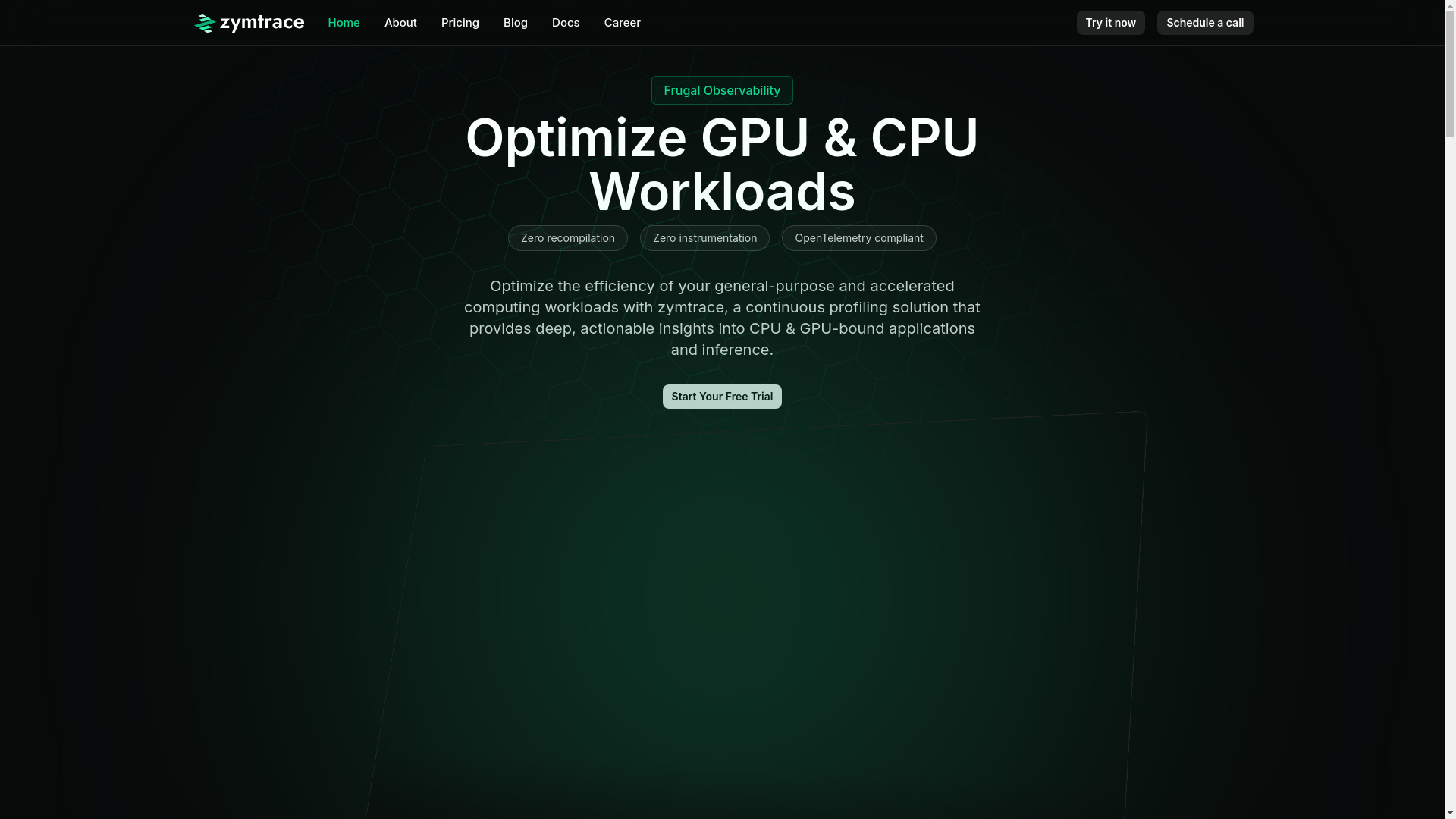 website screenshot of https://zymtrace-landing.pages.dev/