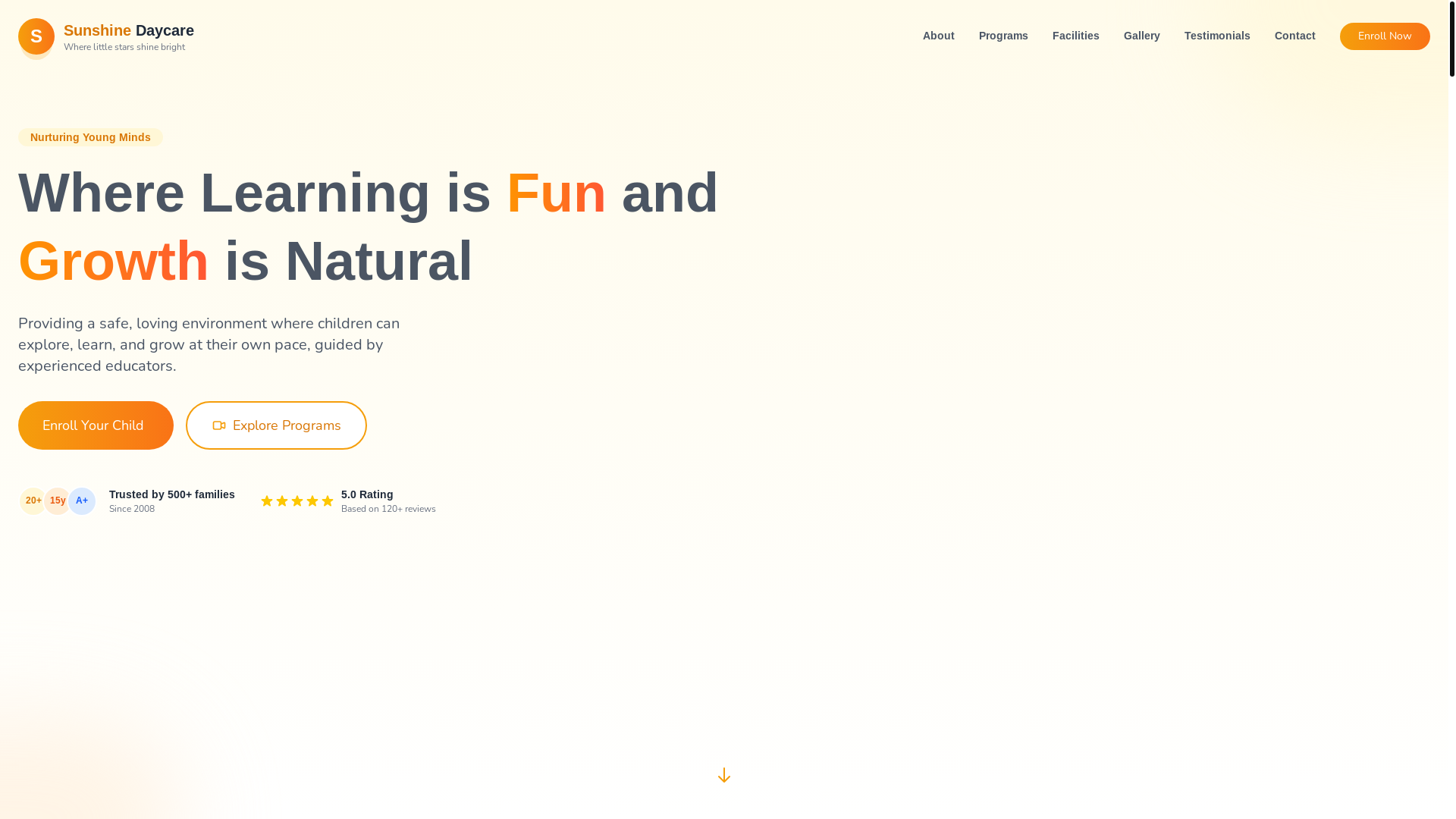 website screenshot of https://sunshine-daycare.pages.dev/