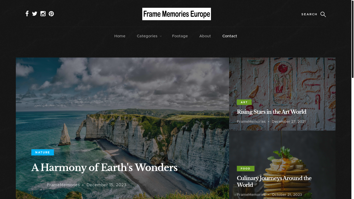 website screenshot of https://framememories.net/
